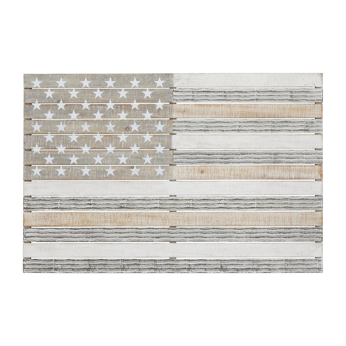 Wood American Flag Handmade Home Wall Decor - White - Roche River Decor