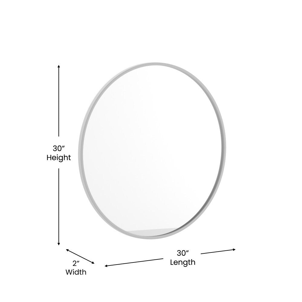 Wall Mount Shatterproof Round Accent Wall Mirror with Metal Frame