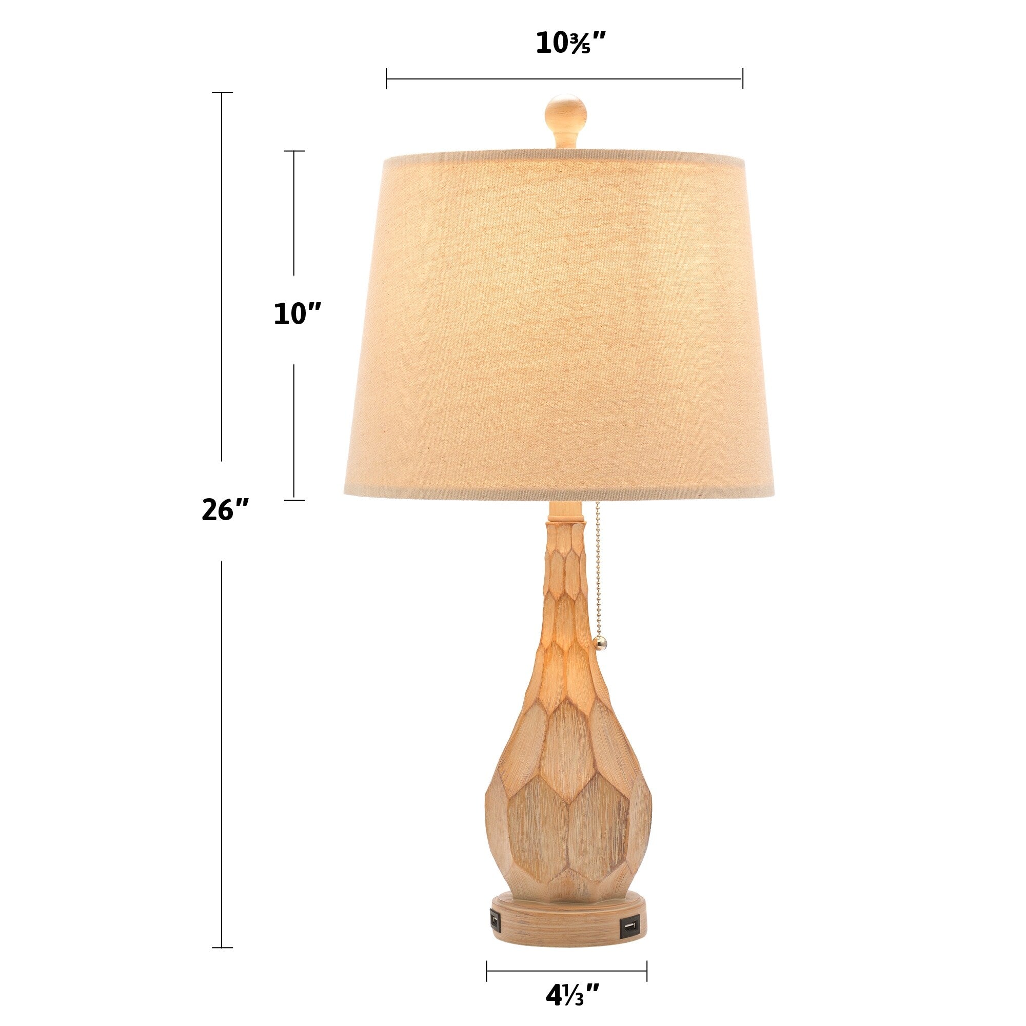 CO-Z Set of 2 Classic Table Lamps with USB Charging Ports