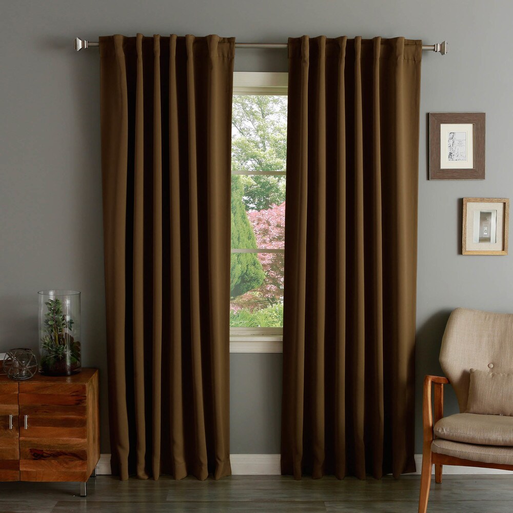 Aurora Home Solid Insulated Thermal Blackout Curtain Panel Pair - 52 x 120