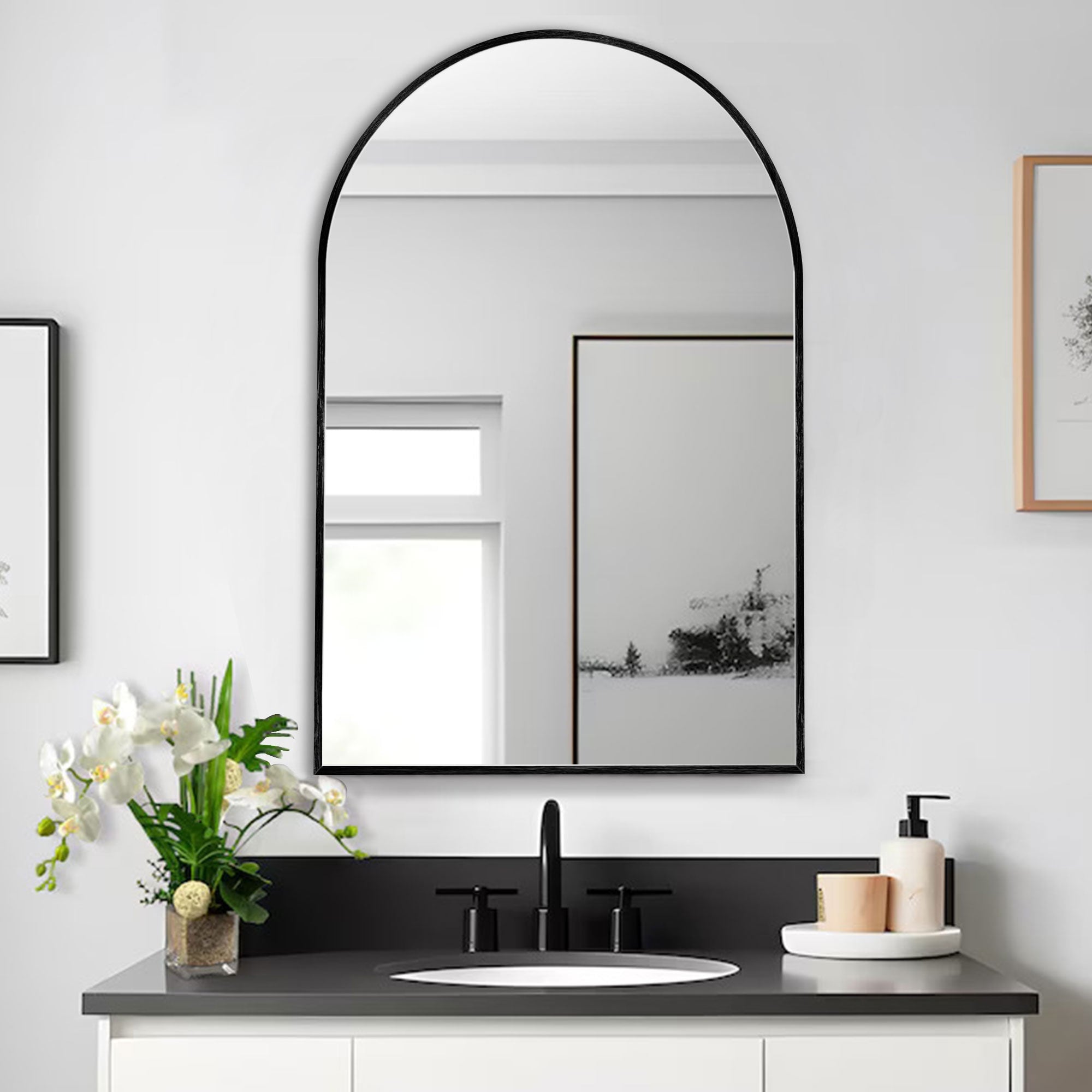 Modern Arch Bathroom Wall Mounted Vanity Mirror - 24x36