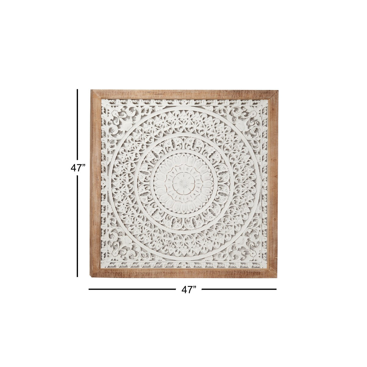 Wooden Floral Intricately Carved Mandala Home Wall Decor - White - Roche River Decor