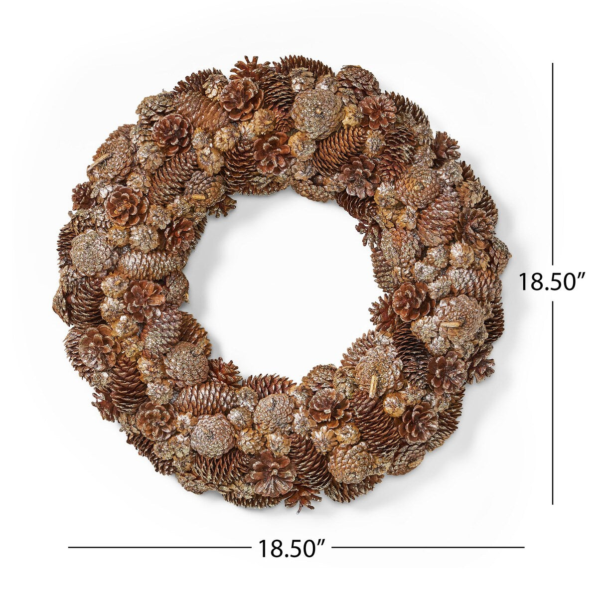 Modern 18.5 Pine Cone Christmas Wreath - Champagne