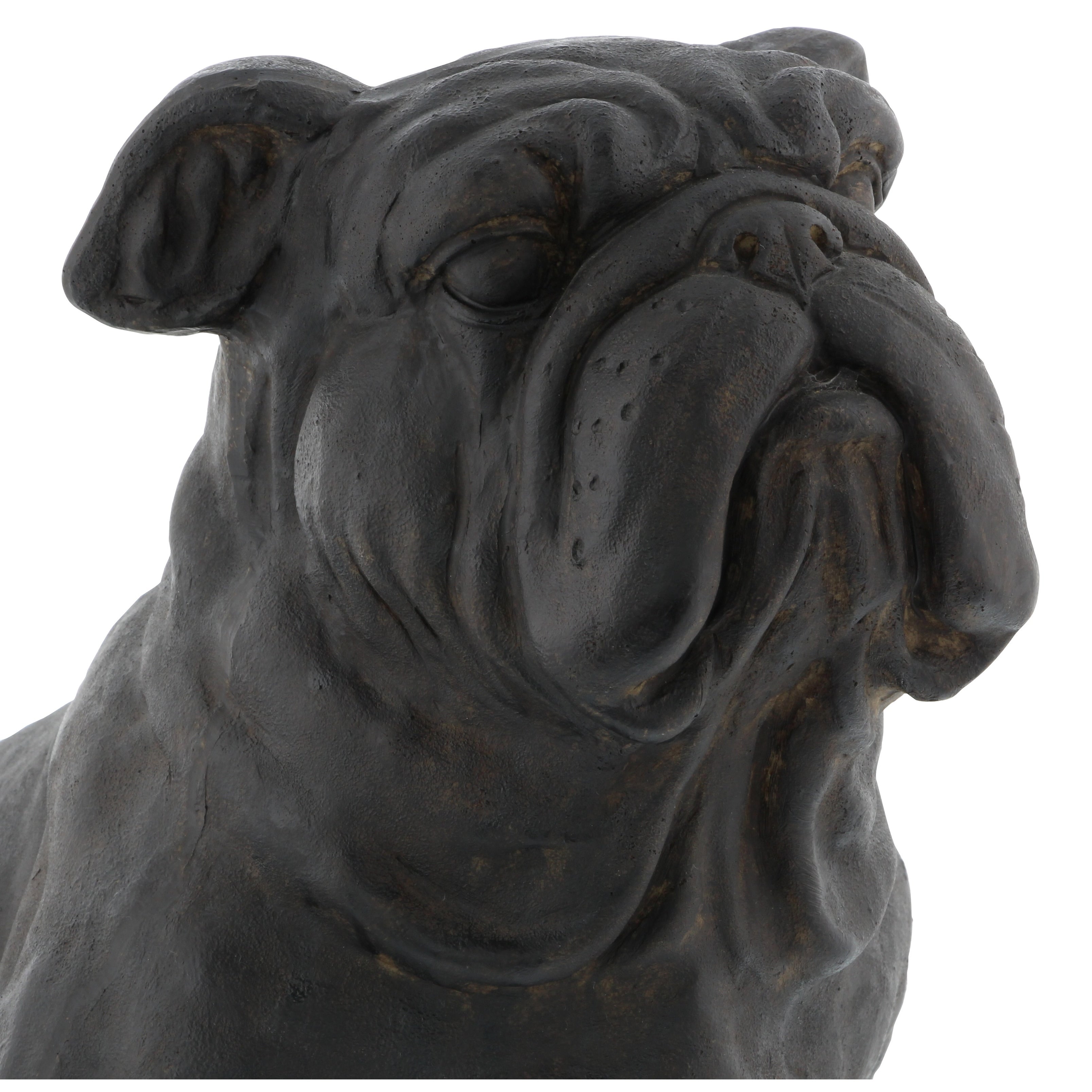 Brown Polystone Distressed Sitting Bulldog Sculpture