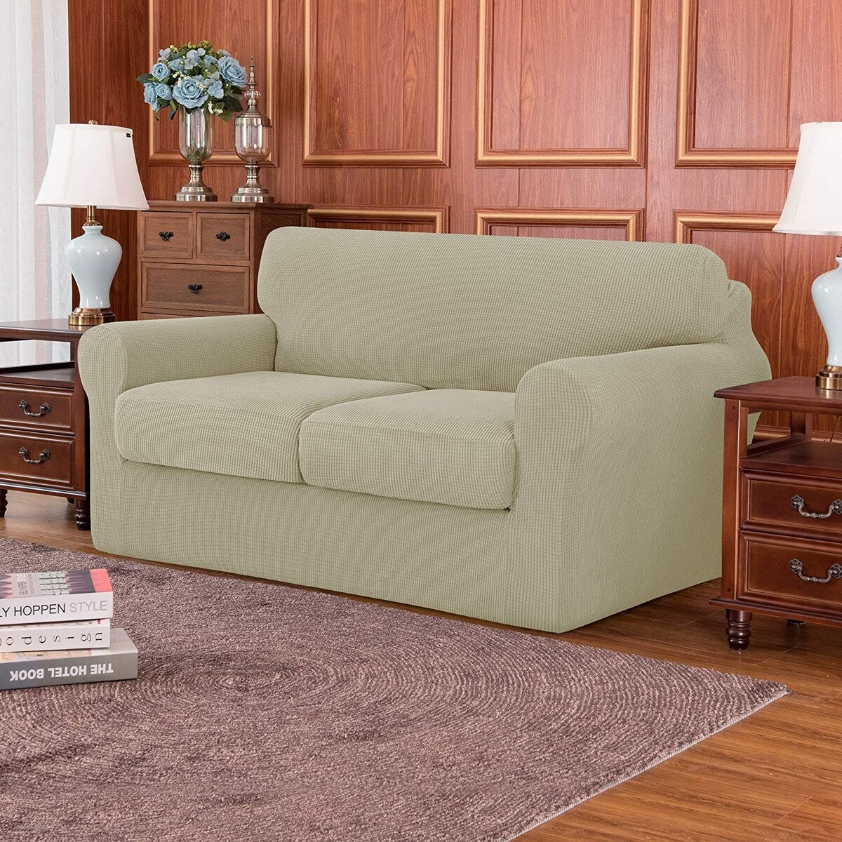 Subrtex Stretch Loveseat Slipcover Cover with 2 Separate Cushion Cover