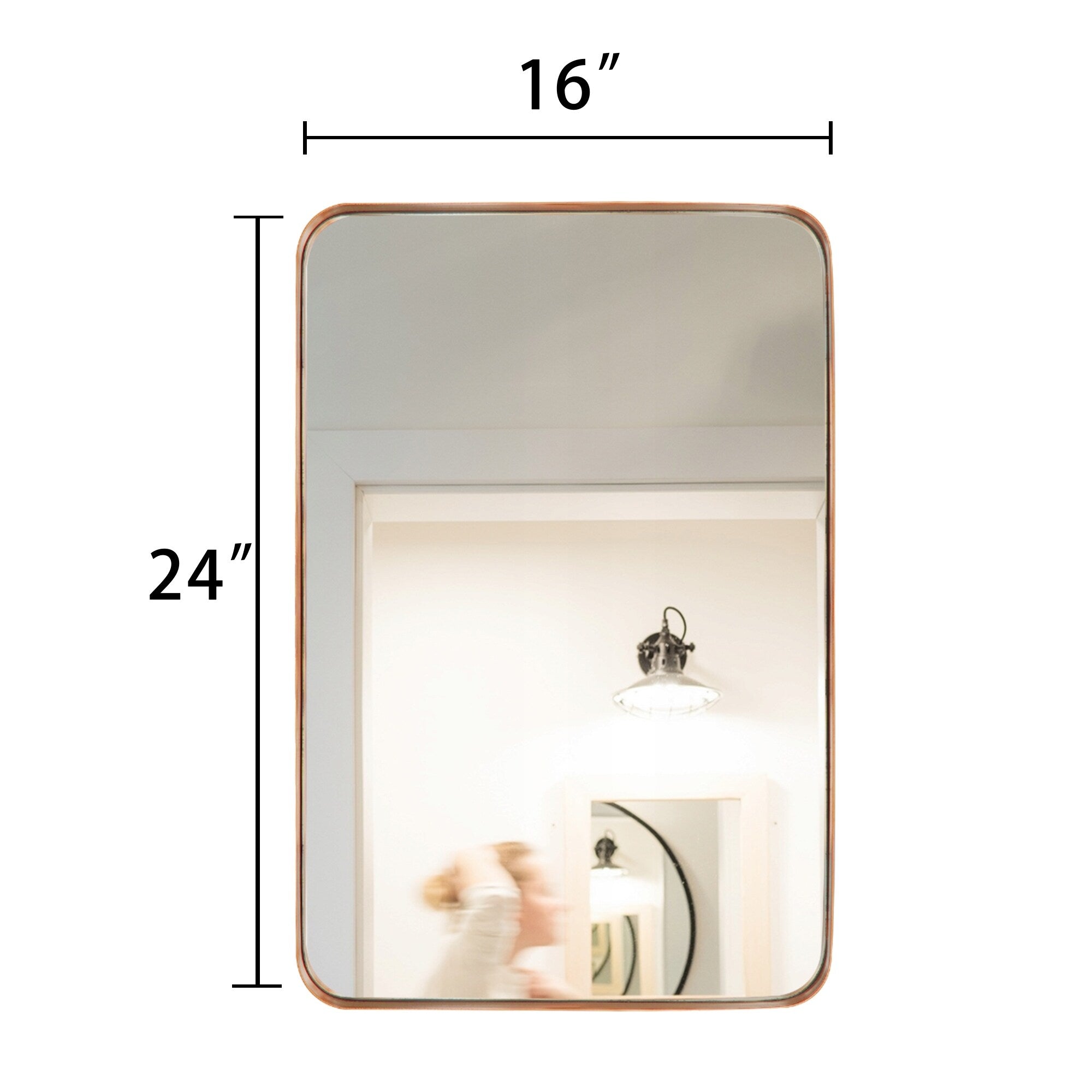 Wall Mirror Vanity Mirror Bathroom Mirror with Round Corner (1 Piece)