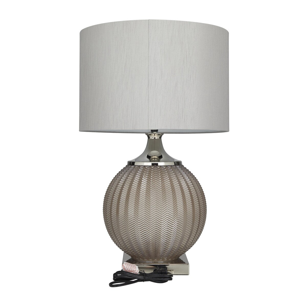 Glass Room Table Lamp with Chevron Pattern - Gray - Roche River Decor