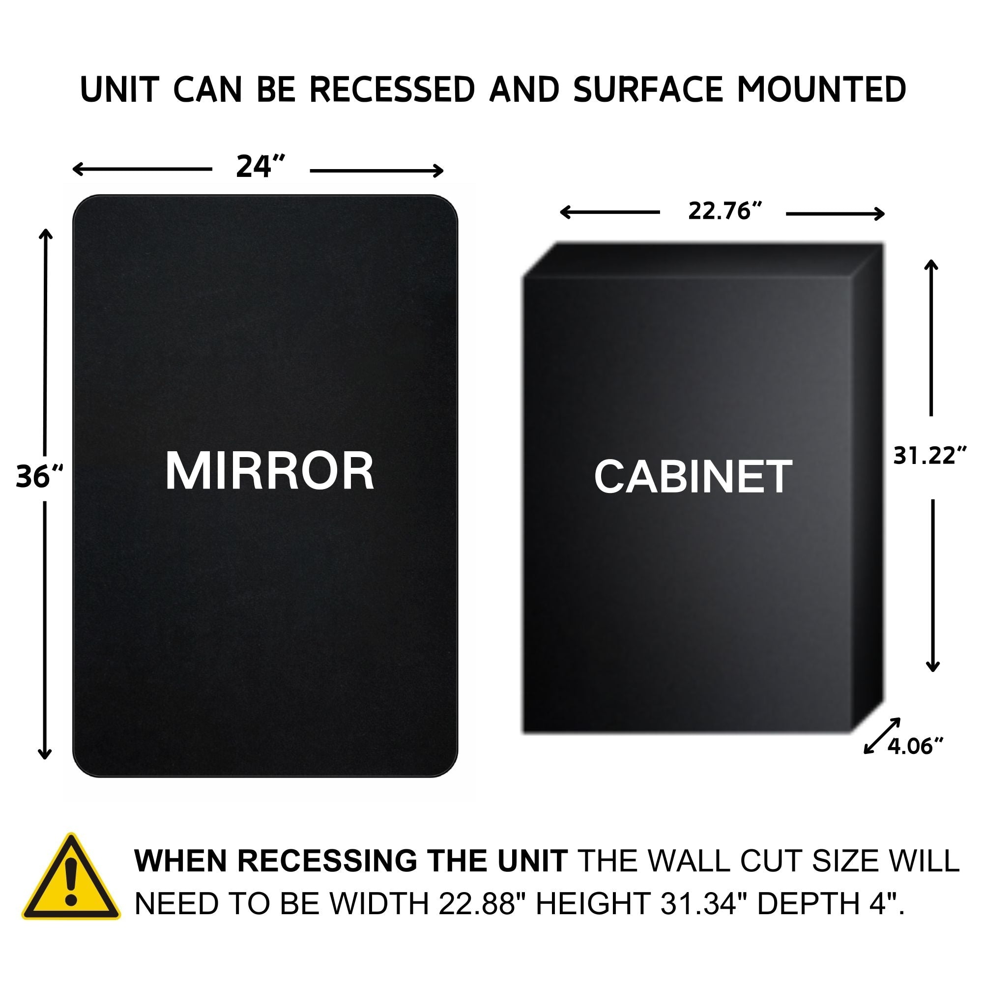 TEHOME Garnes Recessed or Surface Mount Framed Medicine Cabinet with Adjustable Shelves