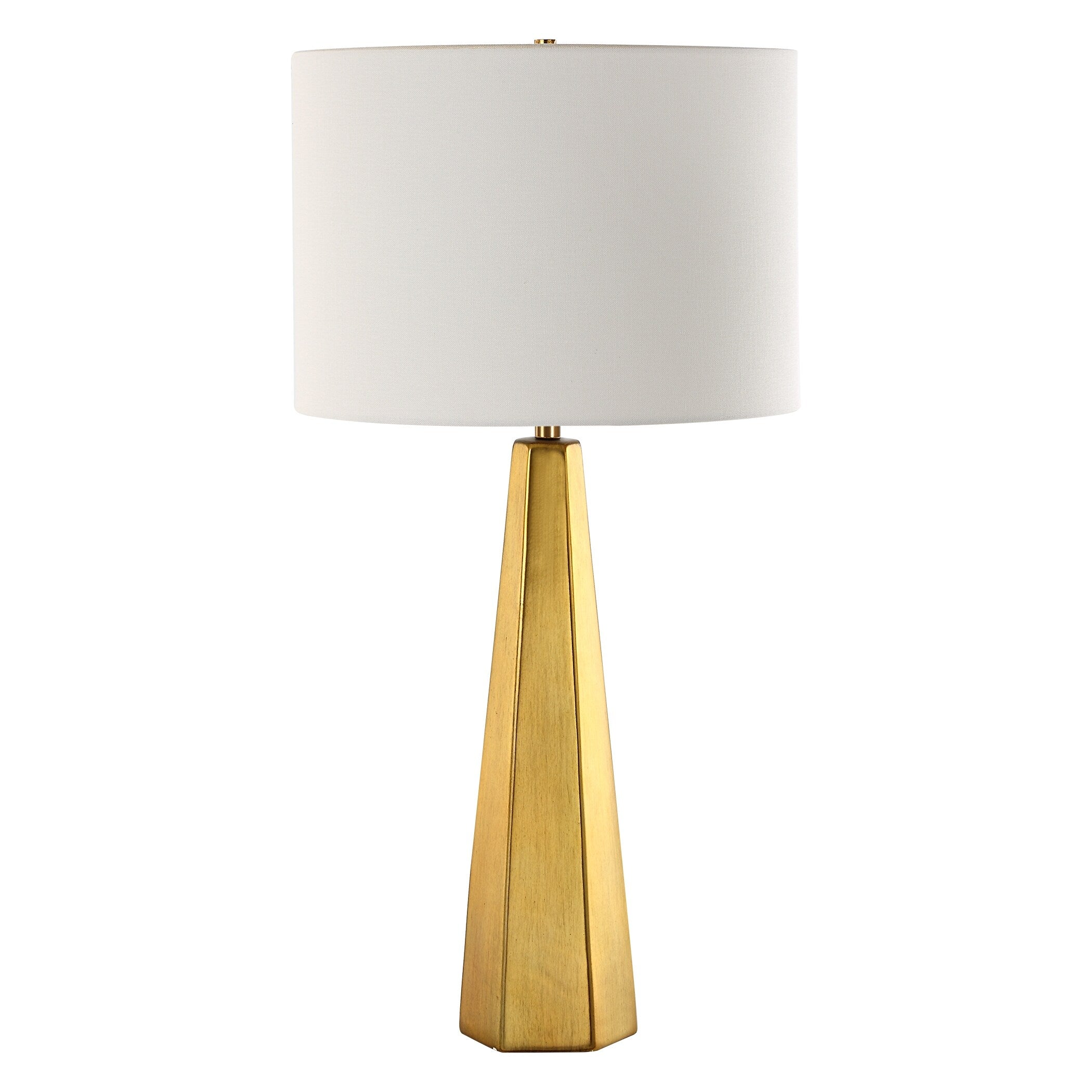 Copper Grove Gold Ceramic Hexagon Cylinder Table Lamp