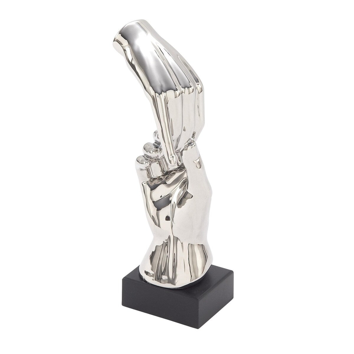 Polystone Hands Decorative Sculpture - Silver - Roche River Decor