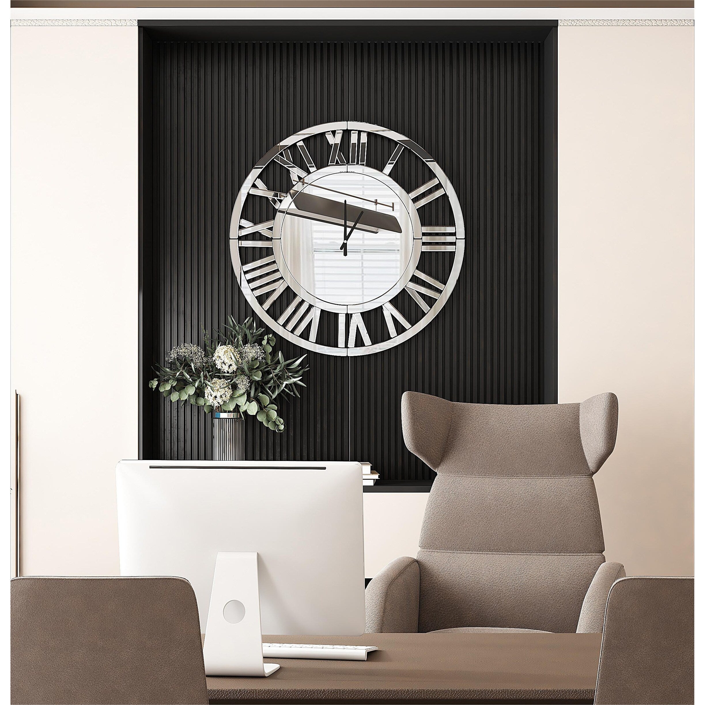 Round Wall Clock- Modern Clocks Mirrored Wall Decor