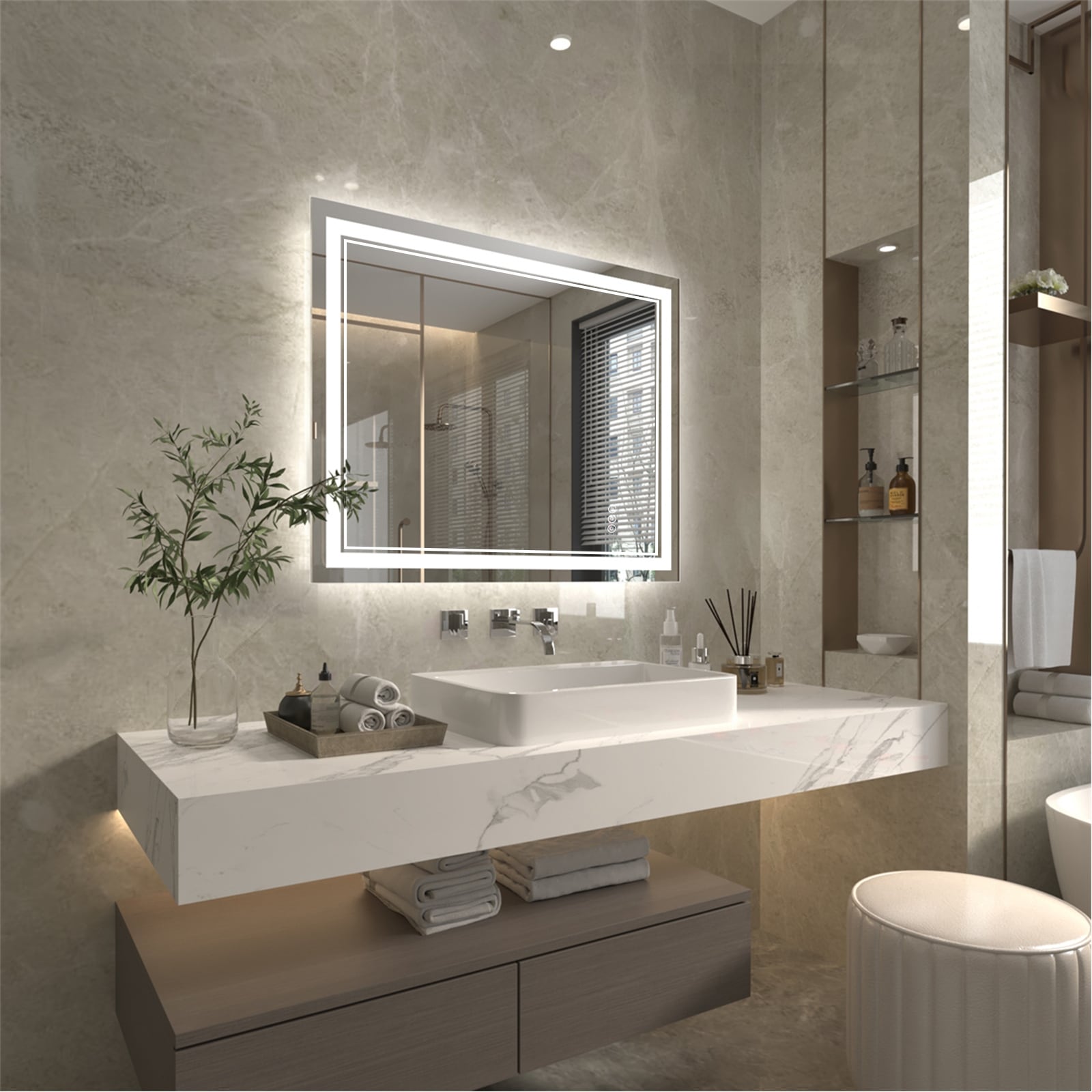 ExBrite Anti-Fog LED Bathroom Mirror with Endless Dimming