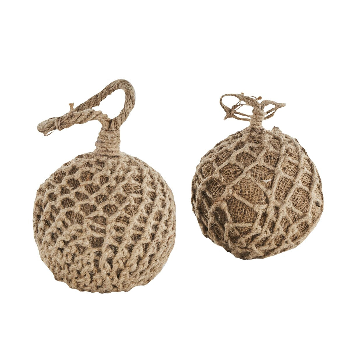 Cement Stone Knot Handmade Woven Layered Orb Decorative Sculpture with Handles - Set of 2 Brown - Roche River Decor