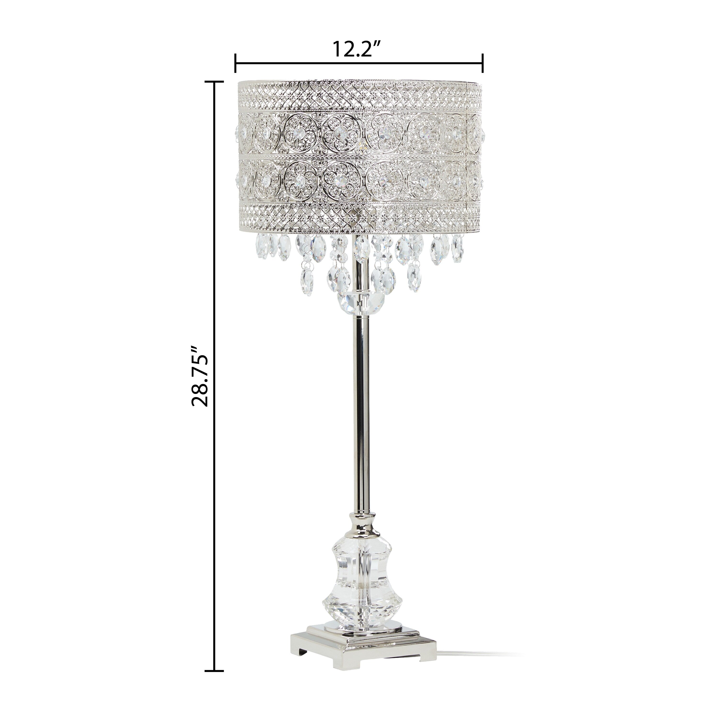 Silver Orchid Brielle Polished Nickel and Crystal 1-light Buffet Table Lamp - 12.2L x 12.2W x 28.75H