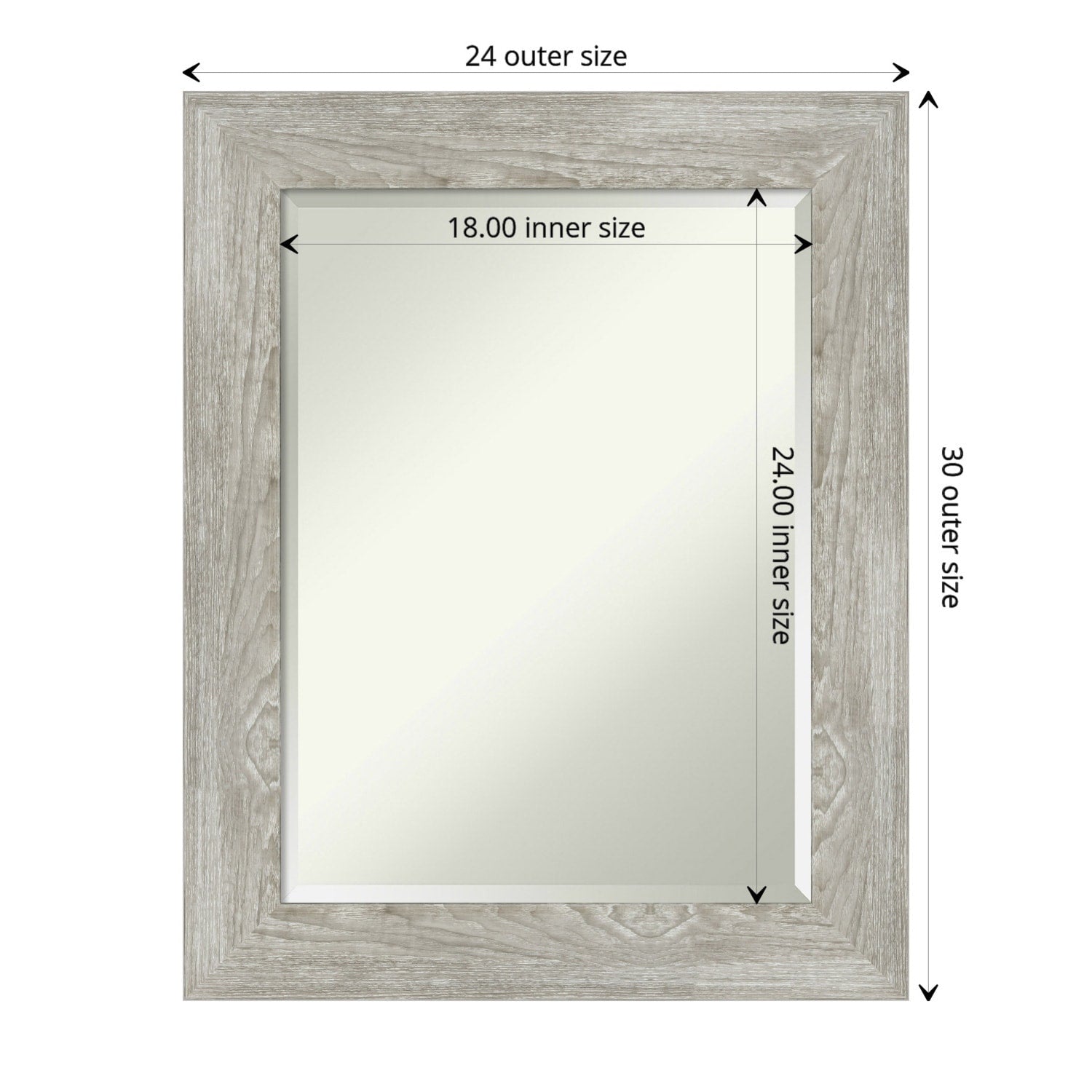 Beveled Bathroom Wall Mirror - Dove Greywash Frame