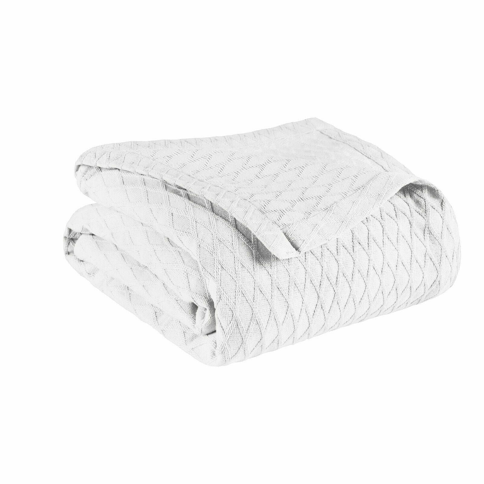 Cotton Geometric Diamond Weave Blanket in Cal King Size