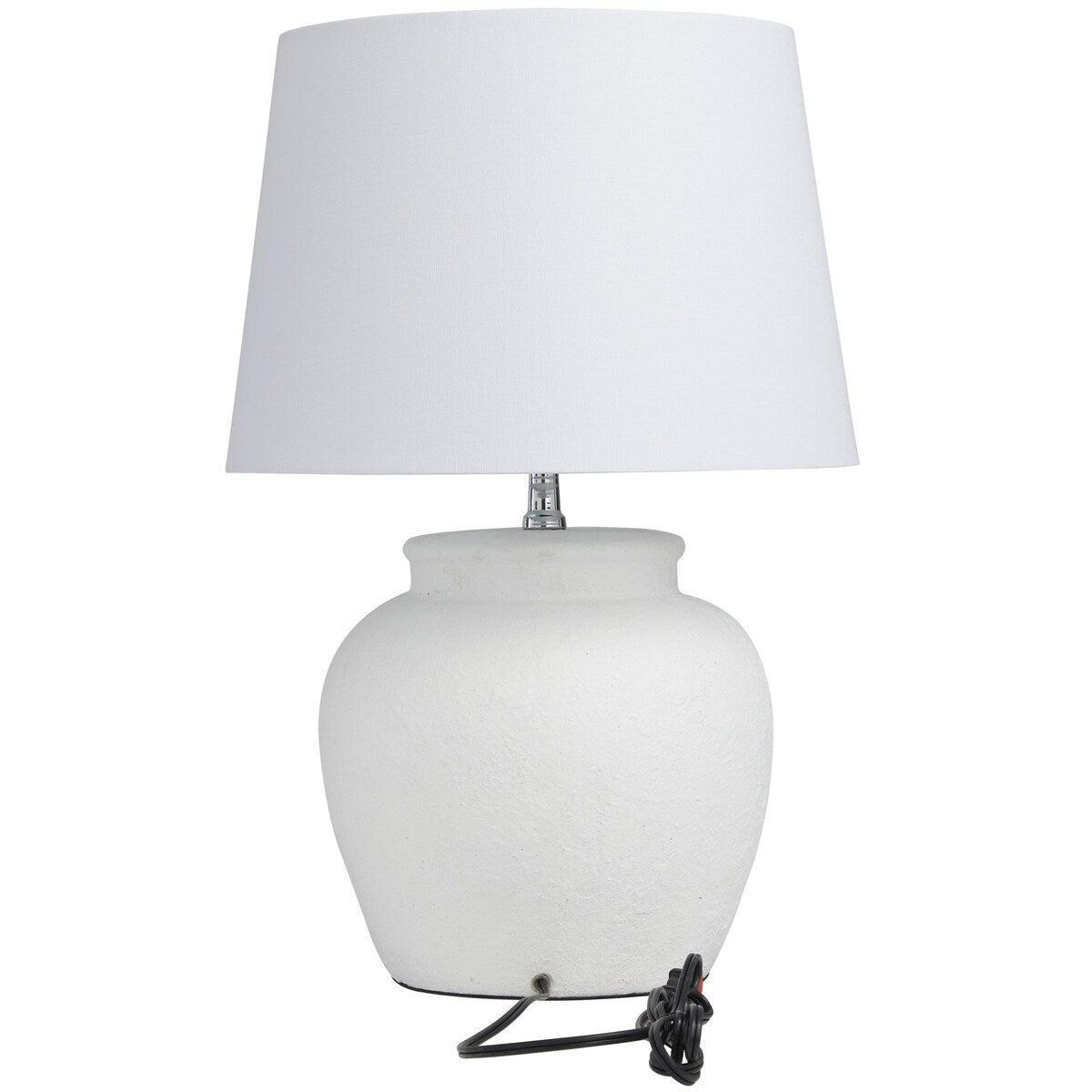 Cement Stone Pot Inspired Room Table Lamp with Textured Exterior - White - Roche River Decor