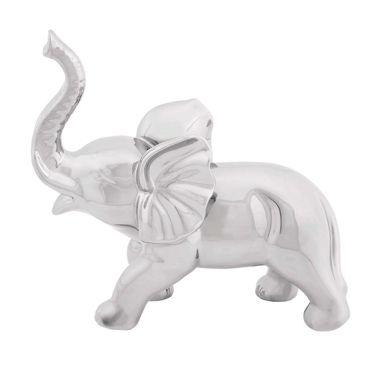 Porcelain Ceramic Elephant Decorative Sculpture - Silver - Roche River Decor