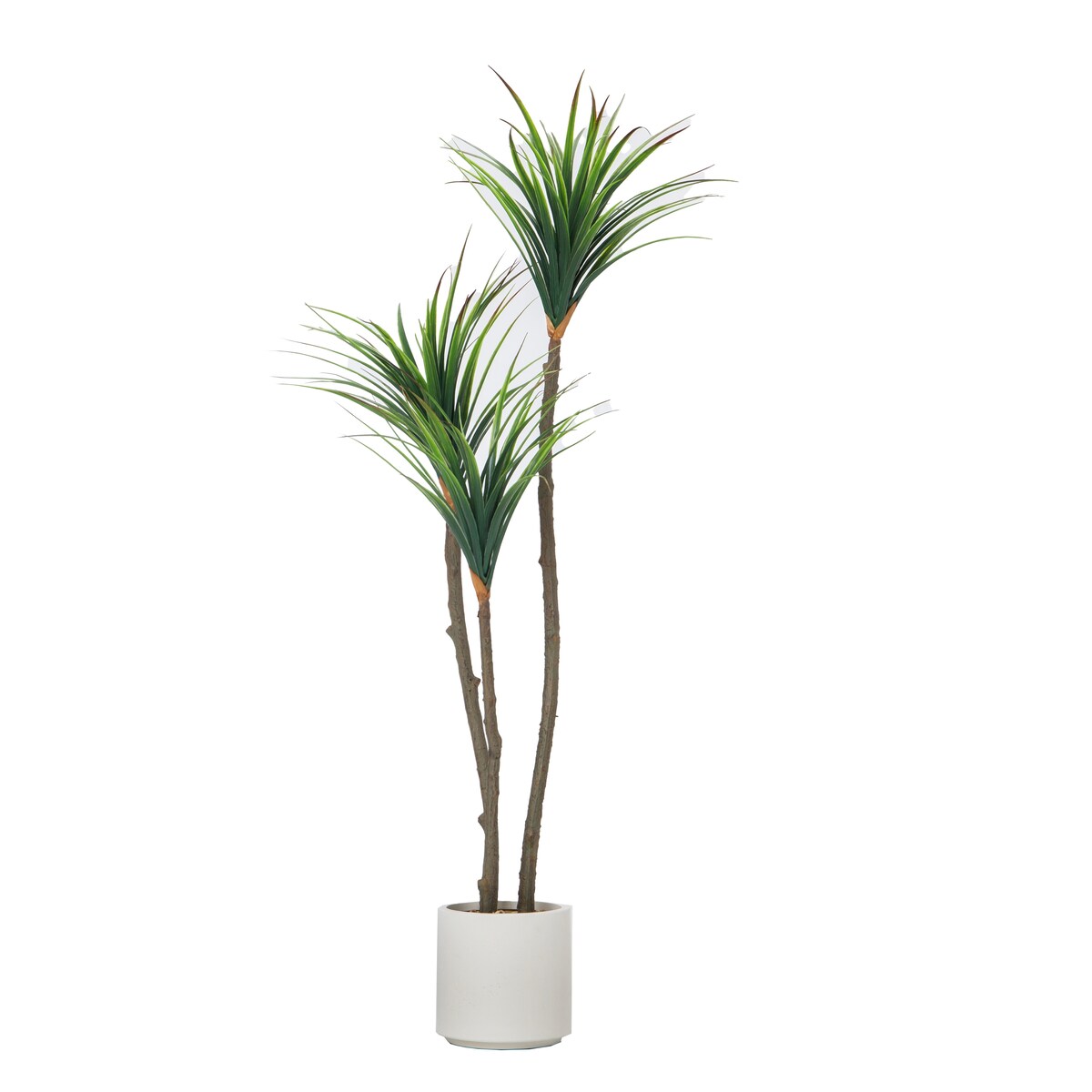 59 Artificial Faux Dragon Tree in a Beige Modern Planter - Green