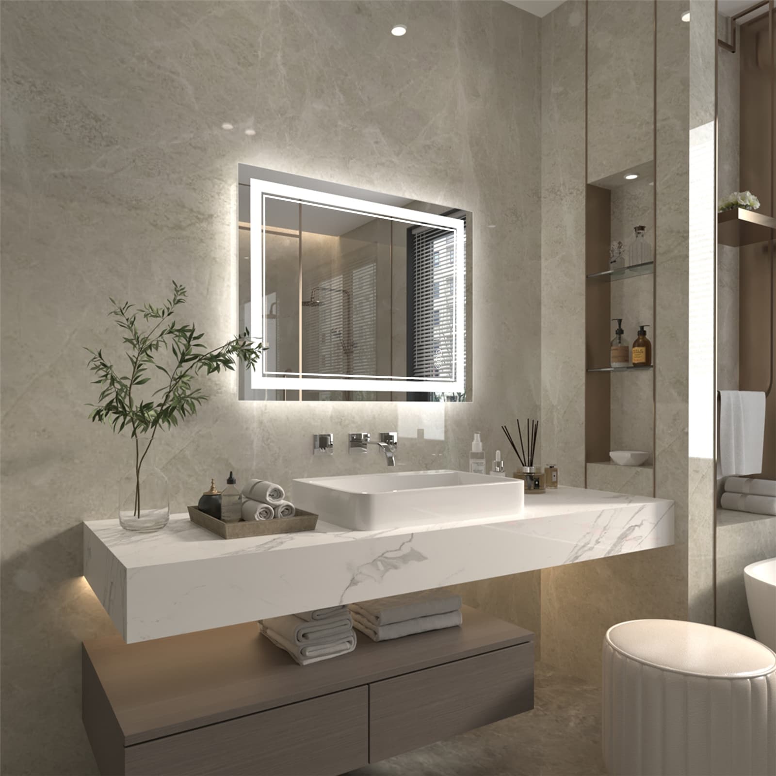 ExBrite Anti-Fog LED Bathroom Mirror with Endless Dimming