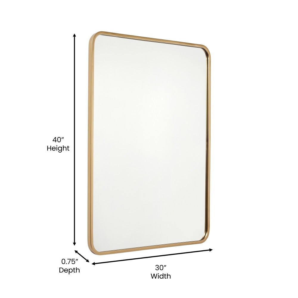 Wall Mount Shatterproof Rectangular Accent Wall Mirror with Metal Frame