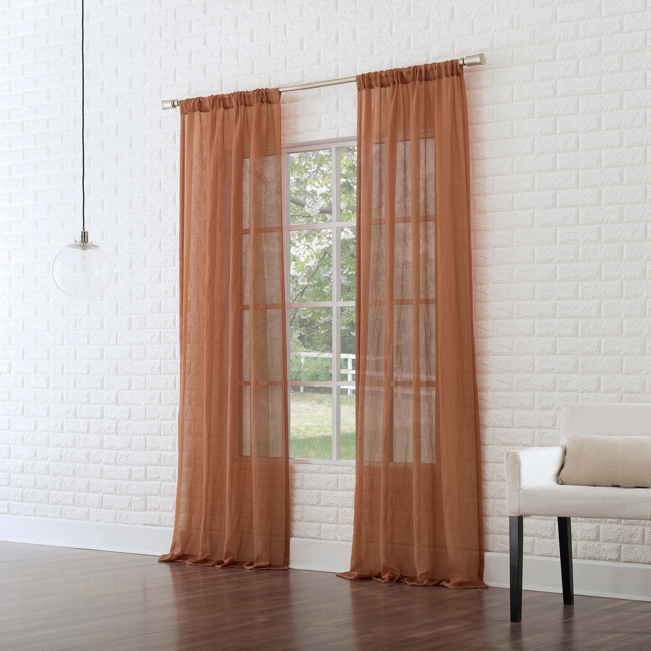 No. 918 Ladonna Crushed Texture Semi-Sheer Rod Pocket Curtain Panel, Single Panel