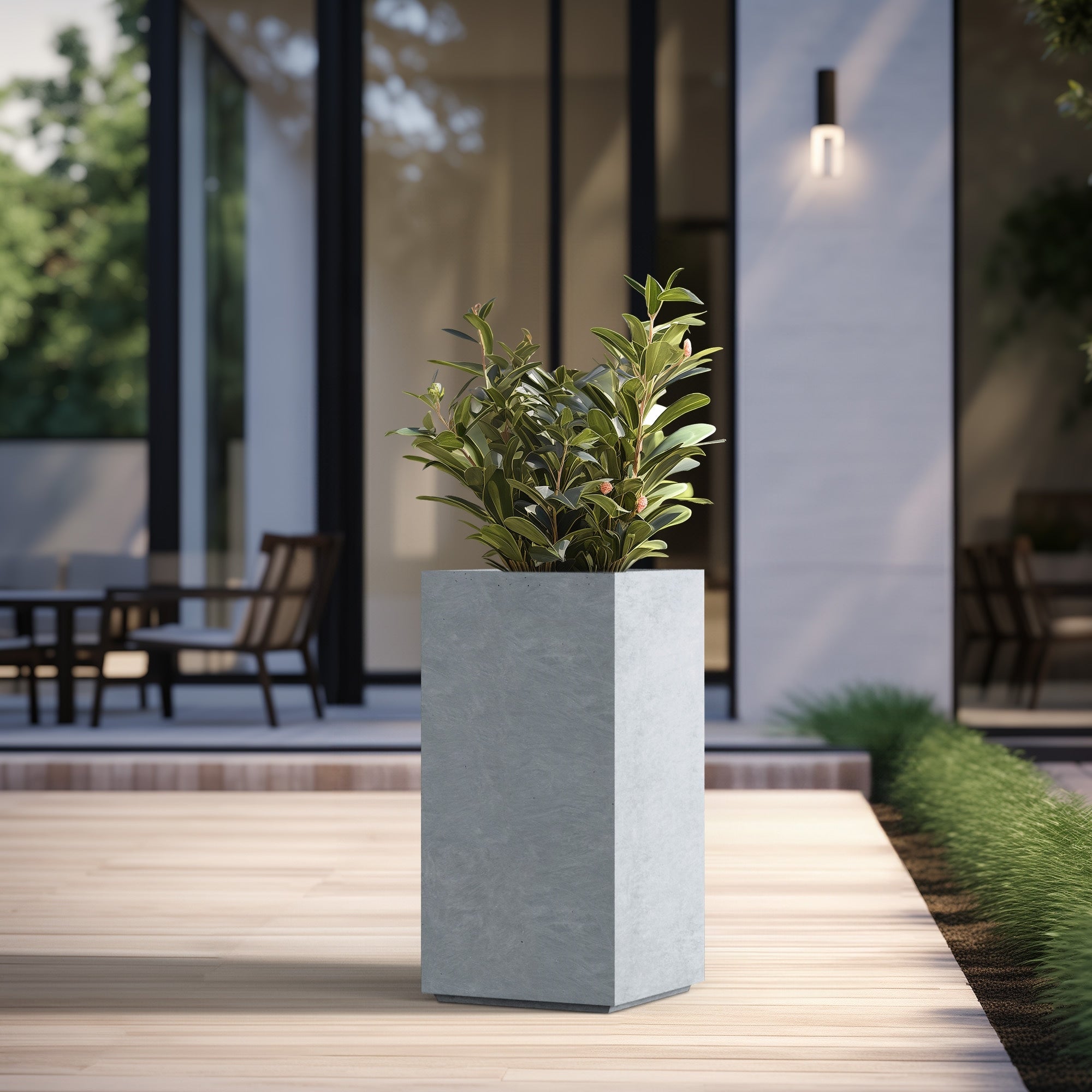 Tall Concrete Rectangle Plant Boxes / Large Indoor and Outdoor Flower Planters