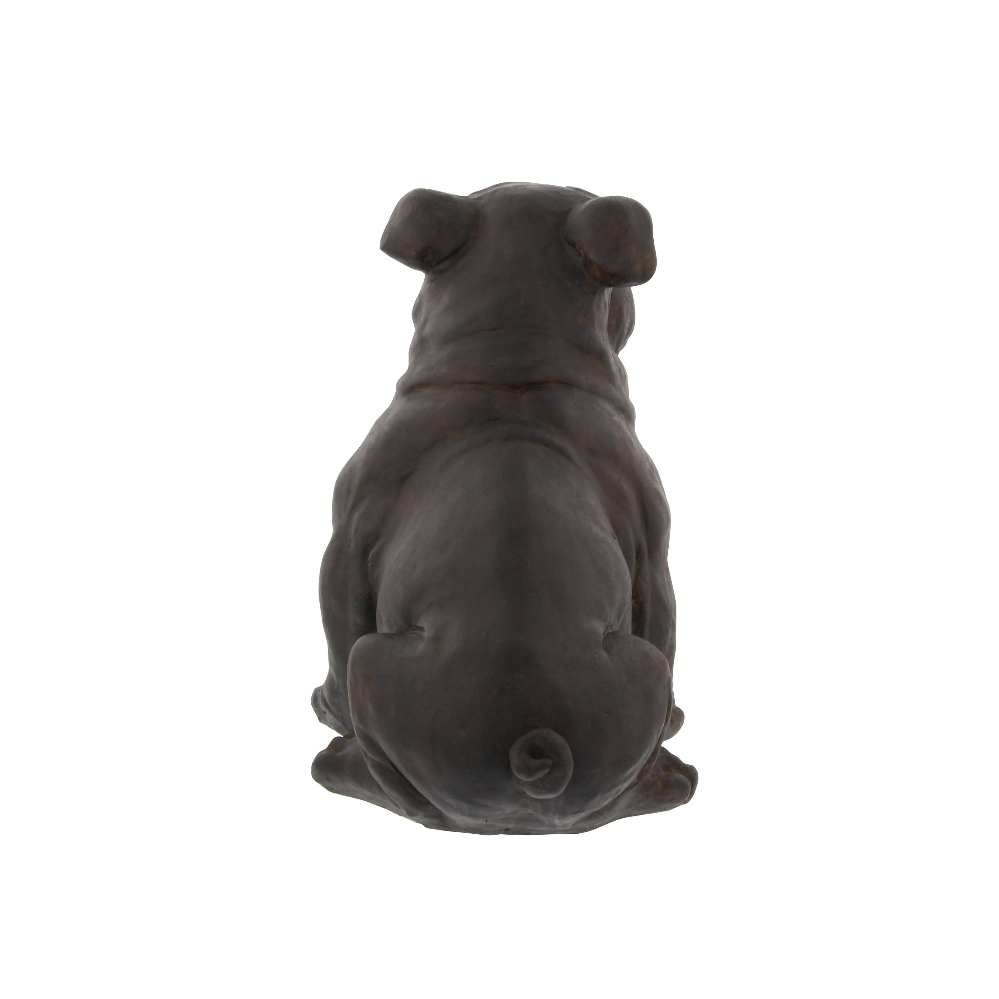 Brown Polystone Distressed Sitting Bulldog Sculpture