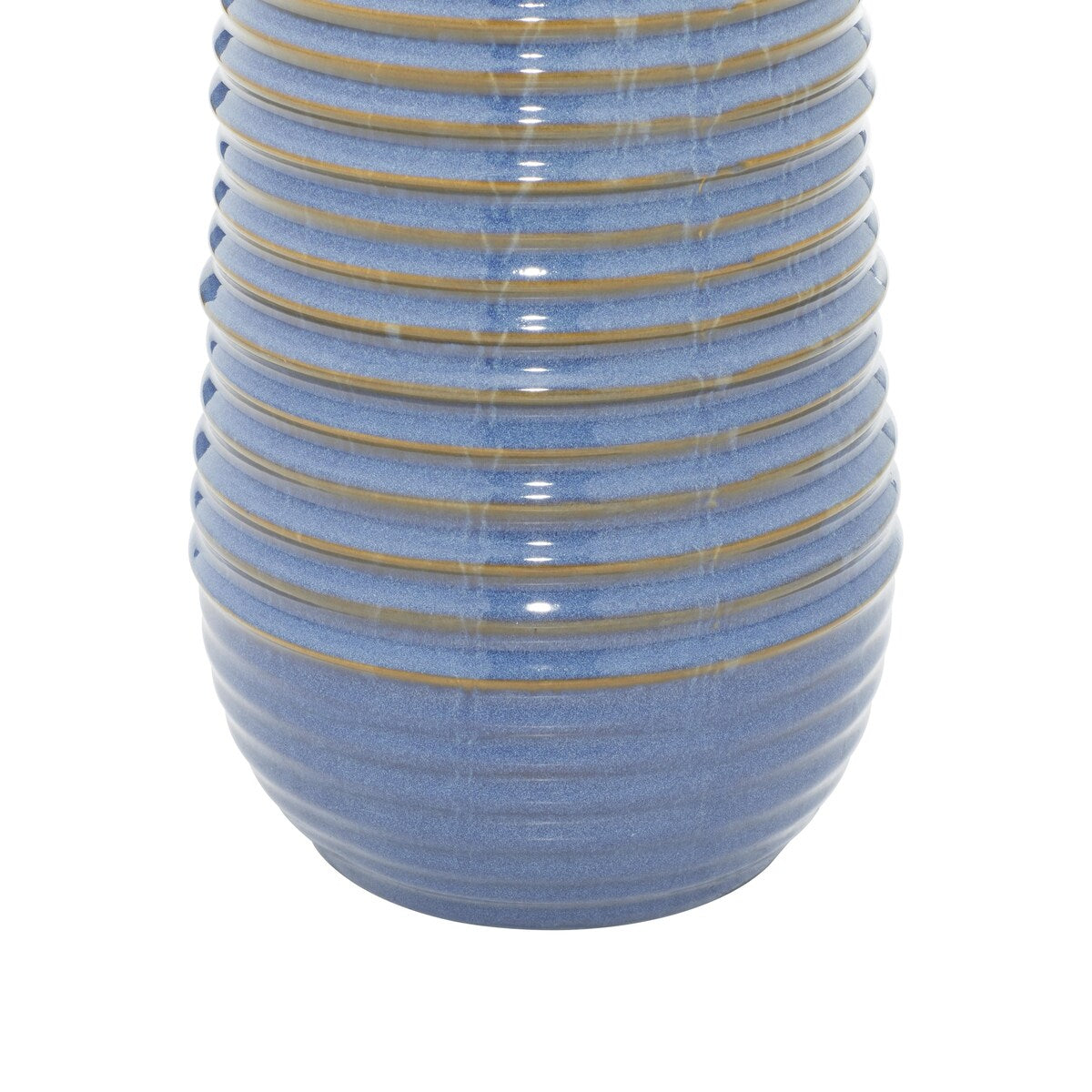 Ceramic Ribbed Room Table Lamp with Drum Shade - Blue - Roche River Decor