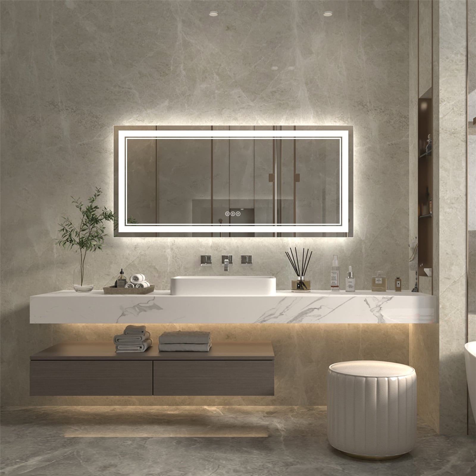 ExBrite Anti-Fog LED Bathroom Mirror with Endless Dimming