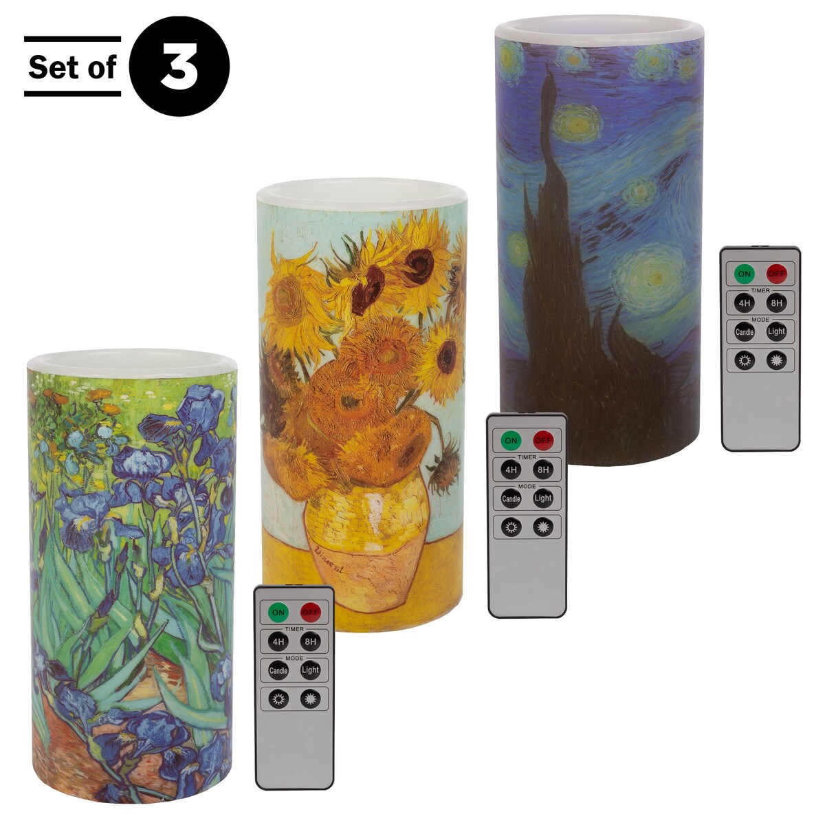 Lavish Home 3-Pack Van Gogh Collection LED Candles - 3-pieces