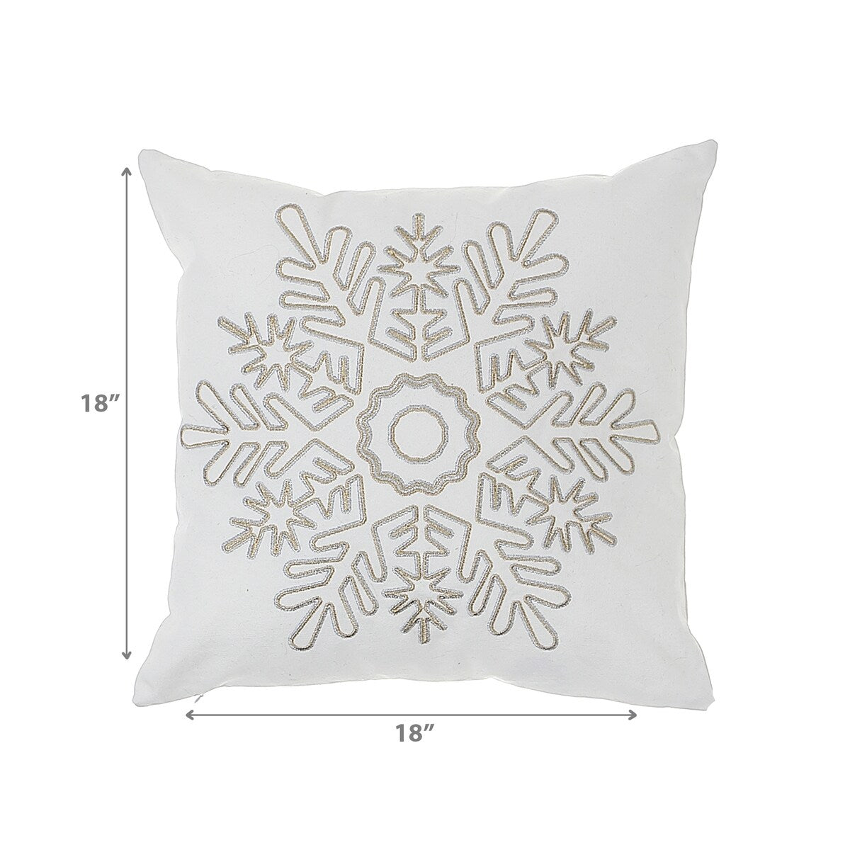 Embroidered Cotton Canvas Cushion Snowflake 18X18 - Set of 2