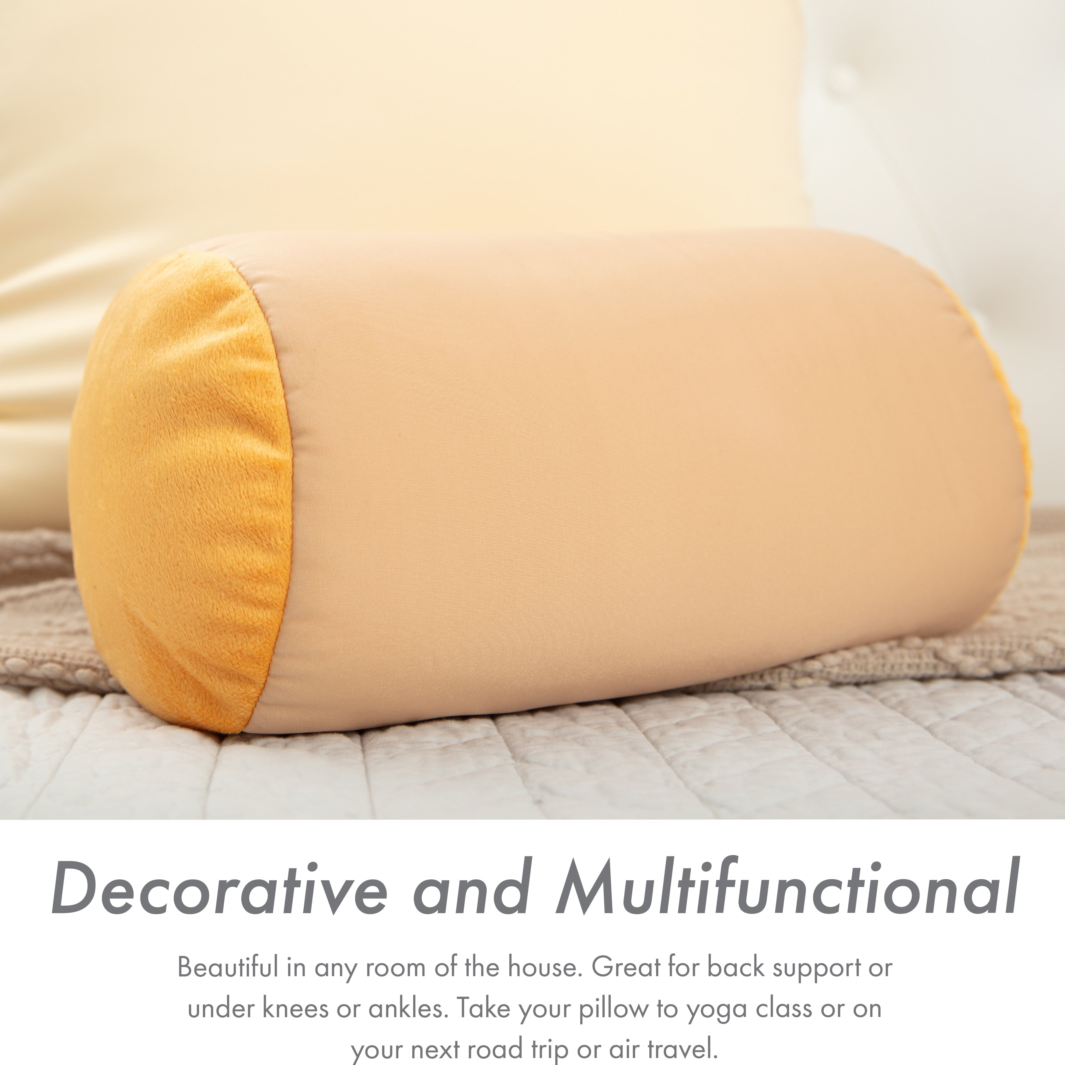 Microbead Bolster Neck Roll Pillow - Silky Feel for Prevent Wrinkle