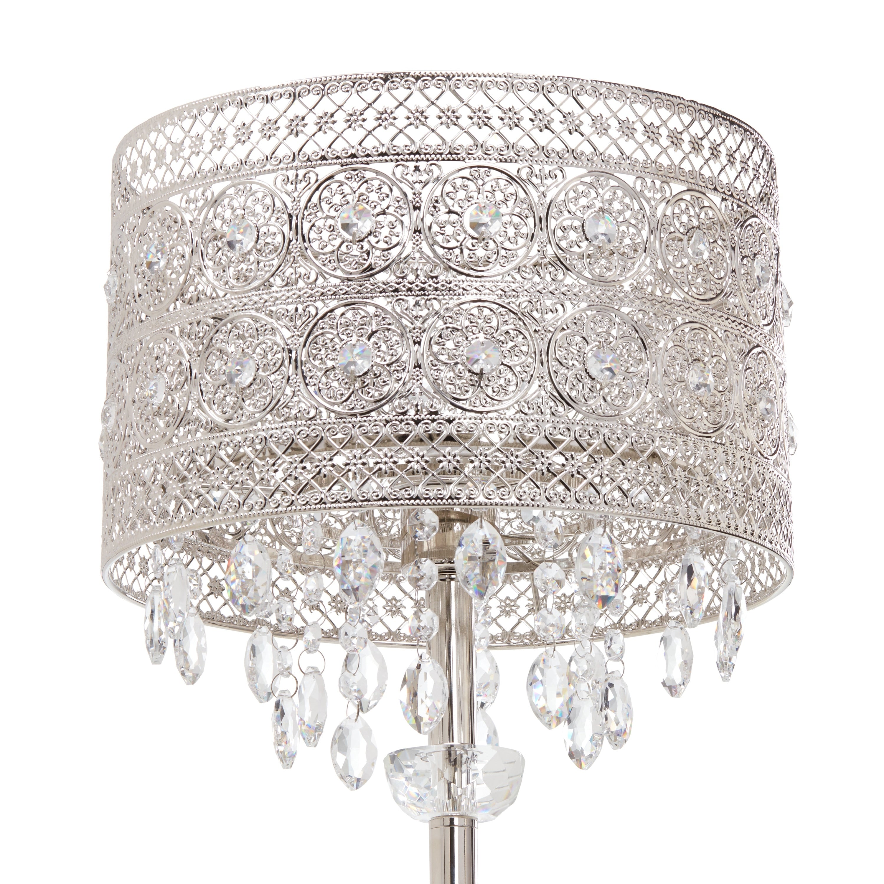 Silver Orchid Brielle Polished Nickel and Crystal 1-light Buffet Table Lamp - 12.2L x 12.2W x 28.75H