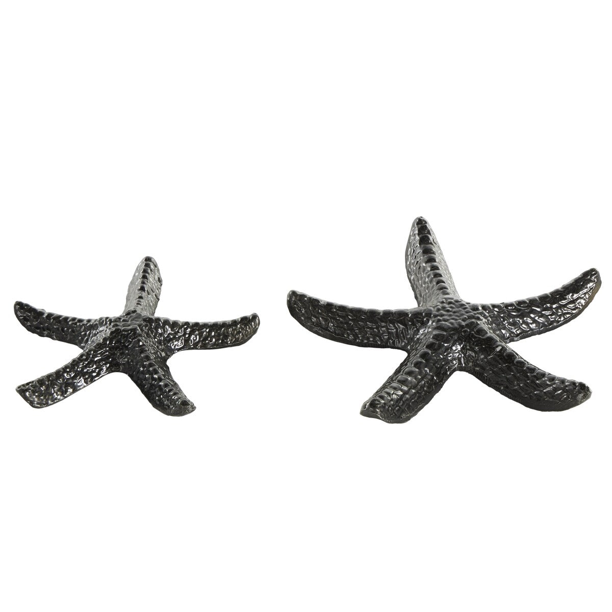 Aluminum Metal Starfish Bubble Textured Decorative Sculpture - Set of 2 Black - Roche River Decor