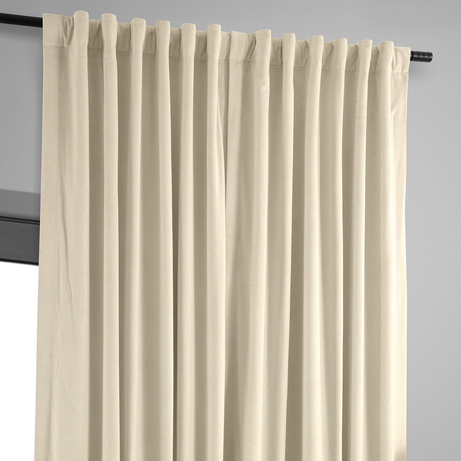 Exclusive Fabrics Signature Extra Wide Ivory Velvet Blackout Curtain (1 Panel) - Luxurious Blackout Drapery for Elegant Décor