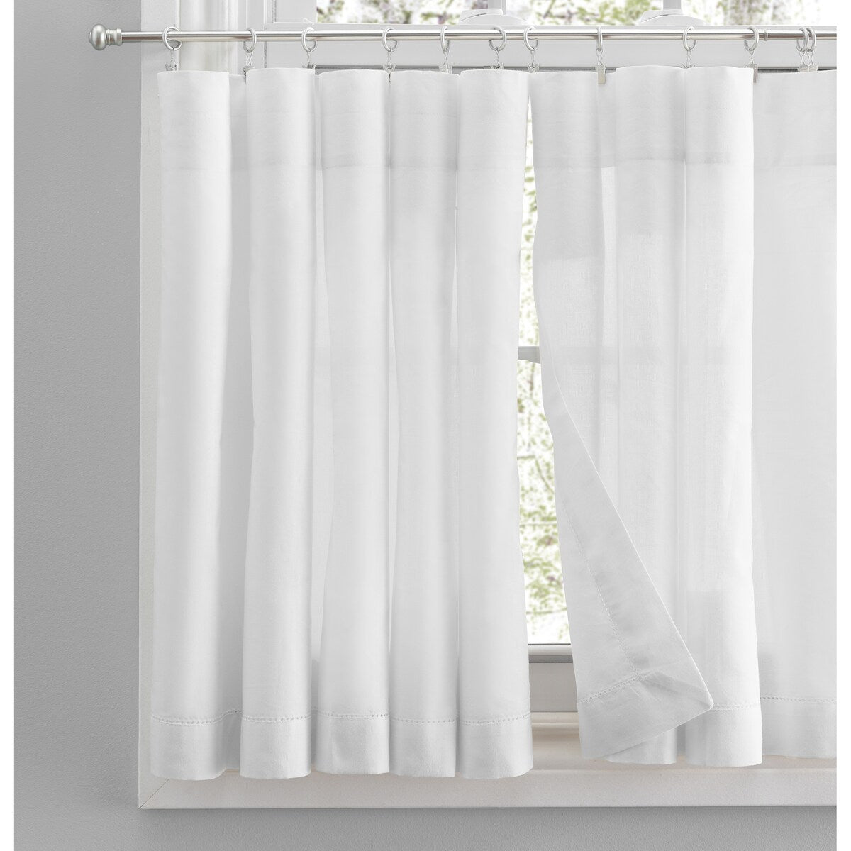 Simplicity Hemstitch 100% Cotton Rod Pocket Kitchen Curtains - Tier, Swag or Valance (Sold Separately)