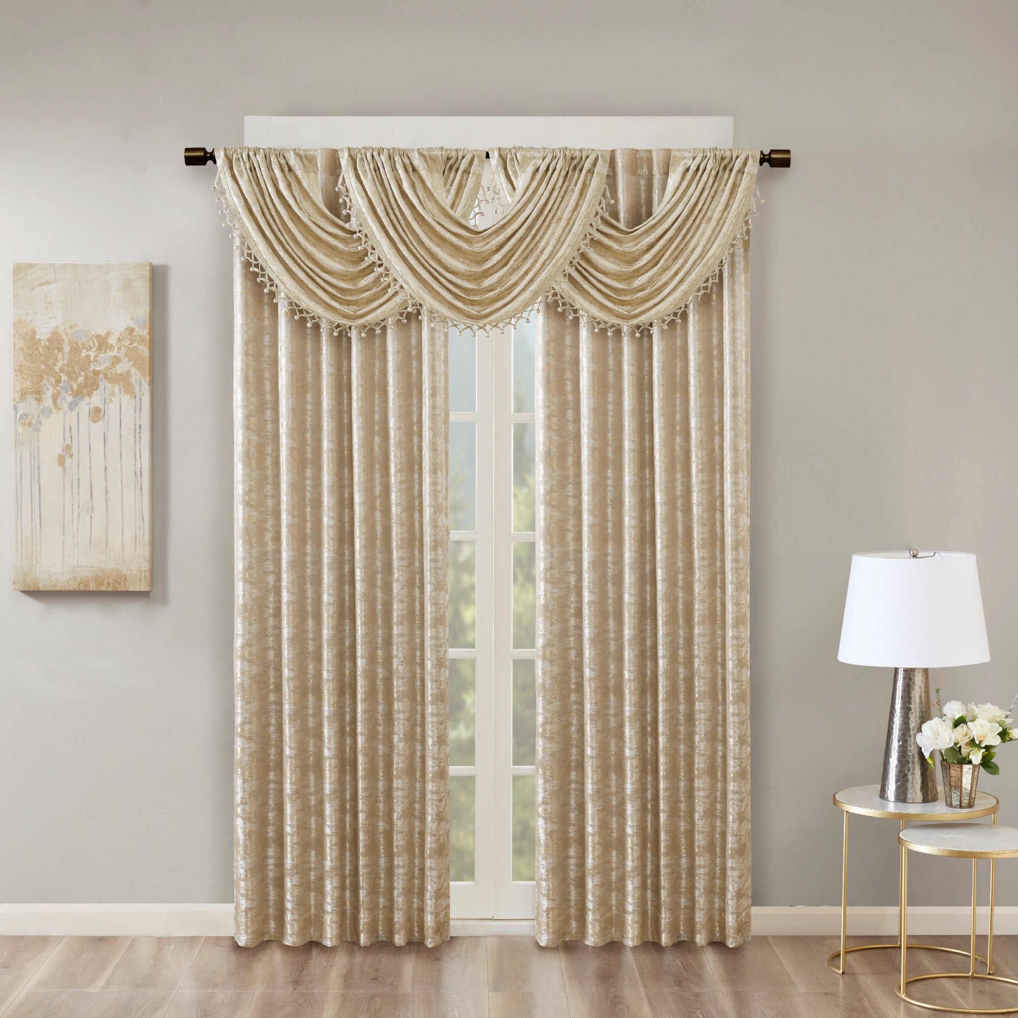 SunSmart Odessa Marble Jacquard Lined Total Blackout Rod Pocket/Back Tab Curtain Panel