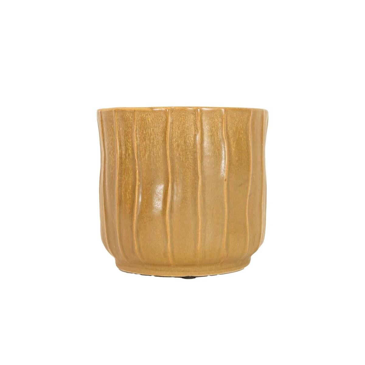 Foreside Home & Garden Wavy Ribbed Planter Brown Stoneware - 5.5 x 5.5 x 5.25