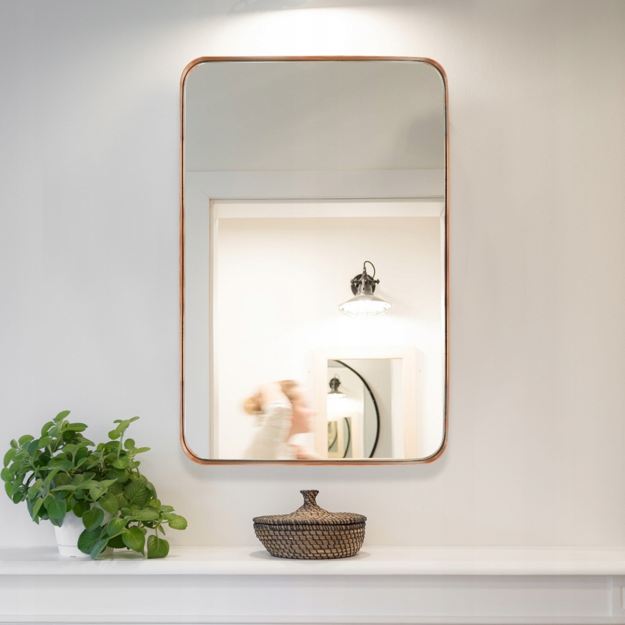 Wall Mirror Vanity Mirror Bathroom Mirror with Round Corner (1 Piece)