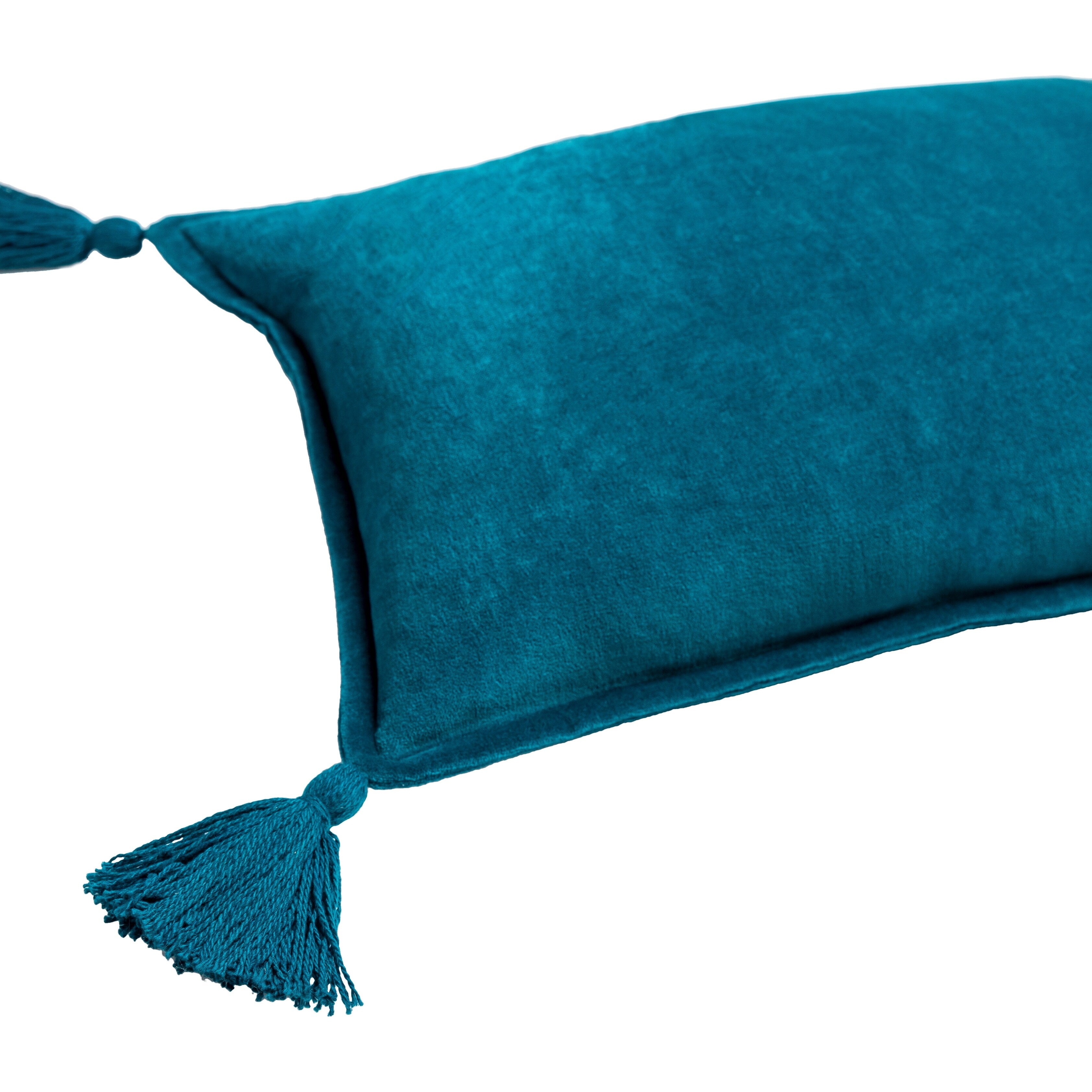 Cassain Velvet Lumbar Pillow with Tassels