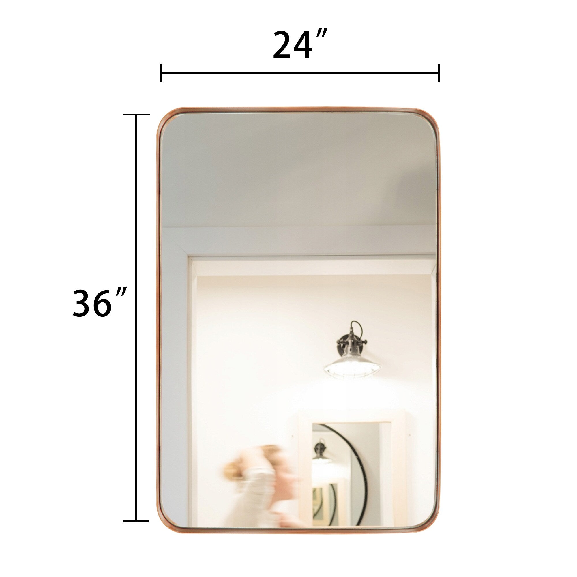 Wall Mirror Vanity Mirror Bathroom Mirror with Round Corner (1 Piece)