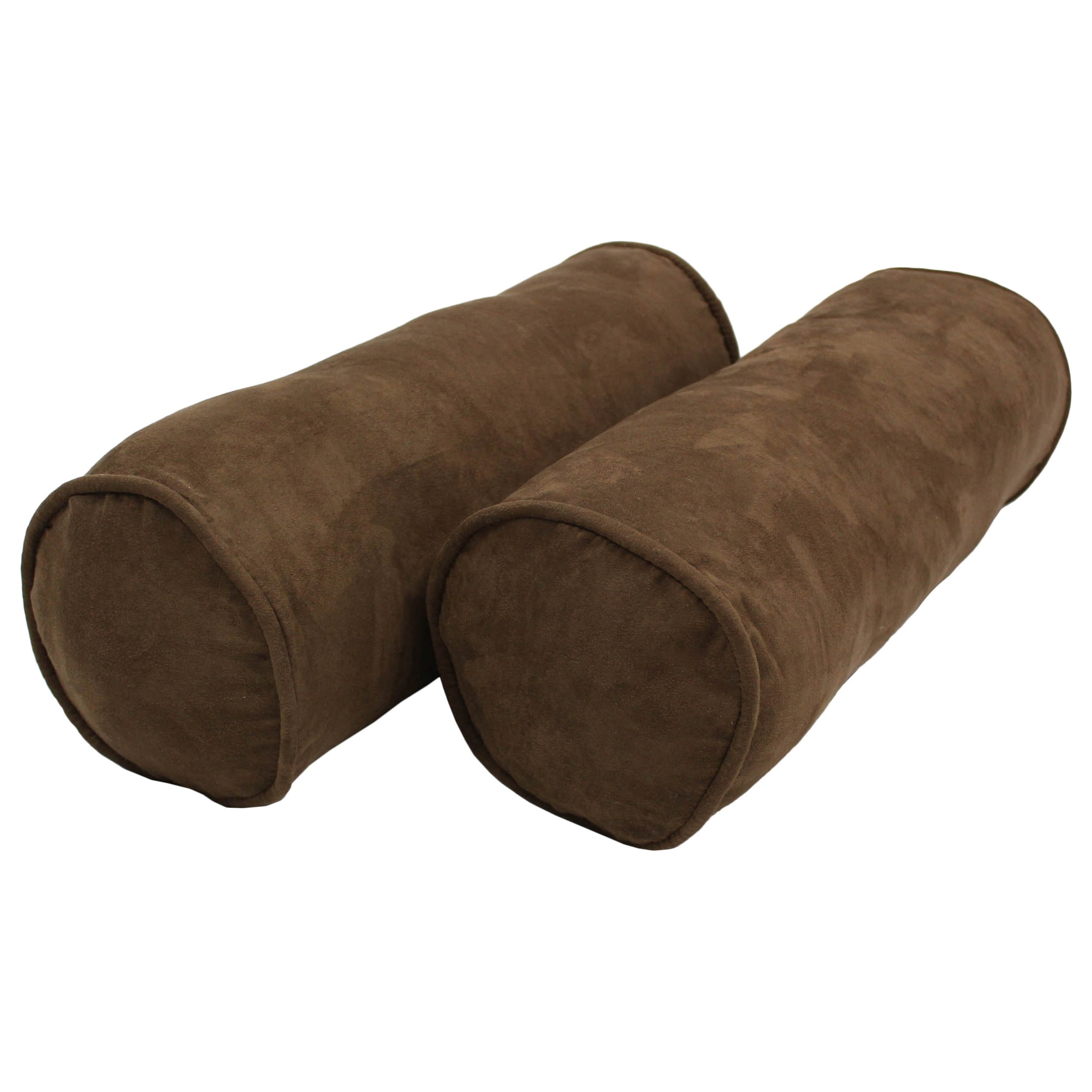 20-inch by 8-inch Corded Microsuede Bolster Pillows (Set of 2)