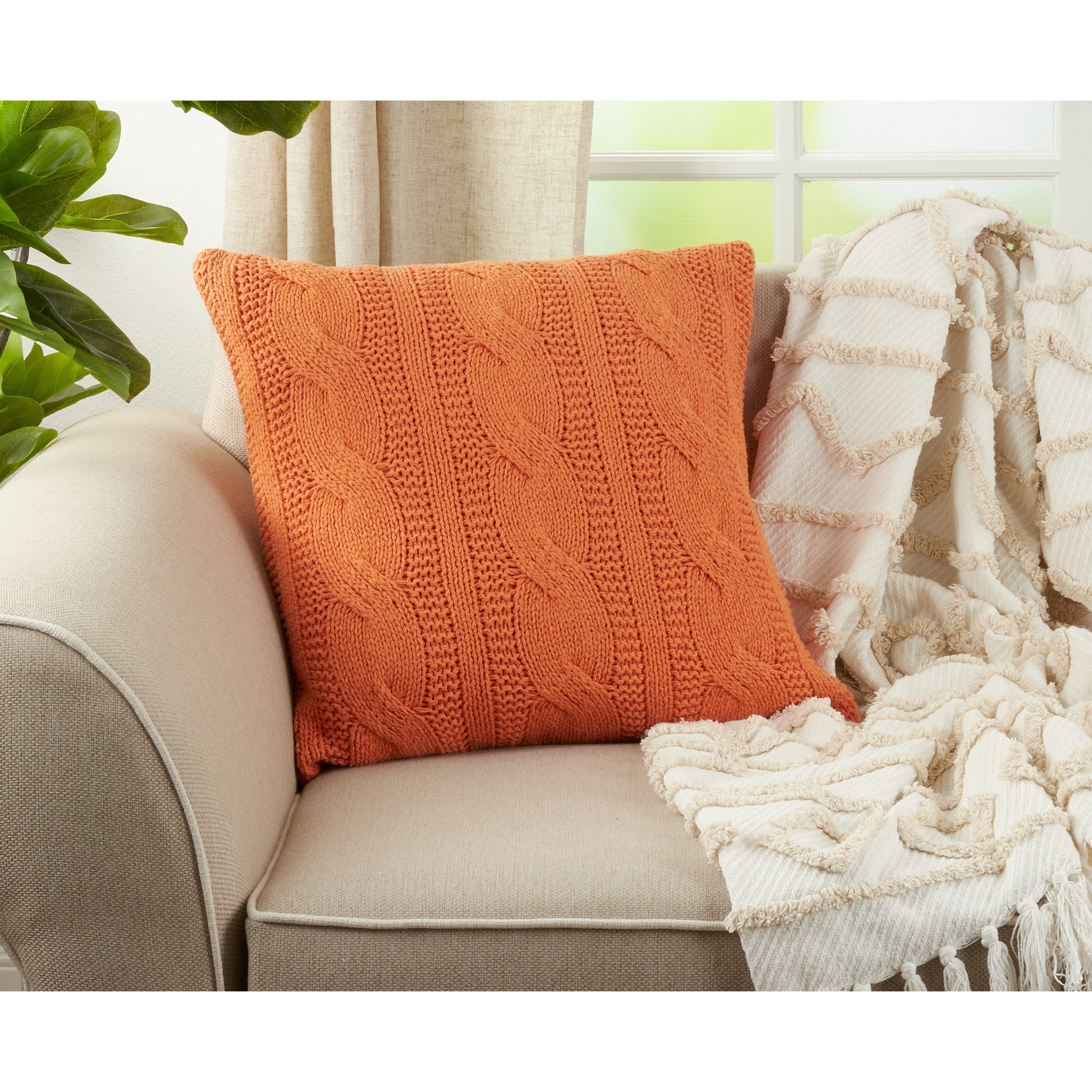 Cable Knit Design Throw Pillow