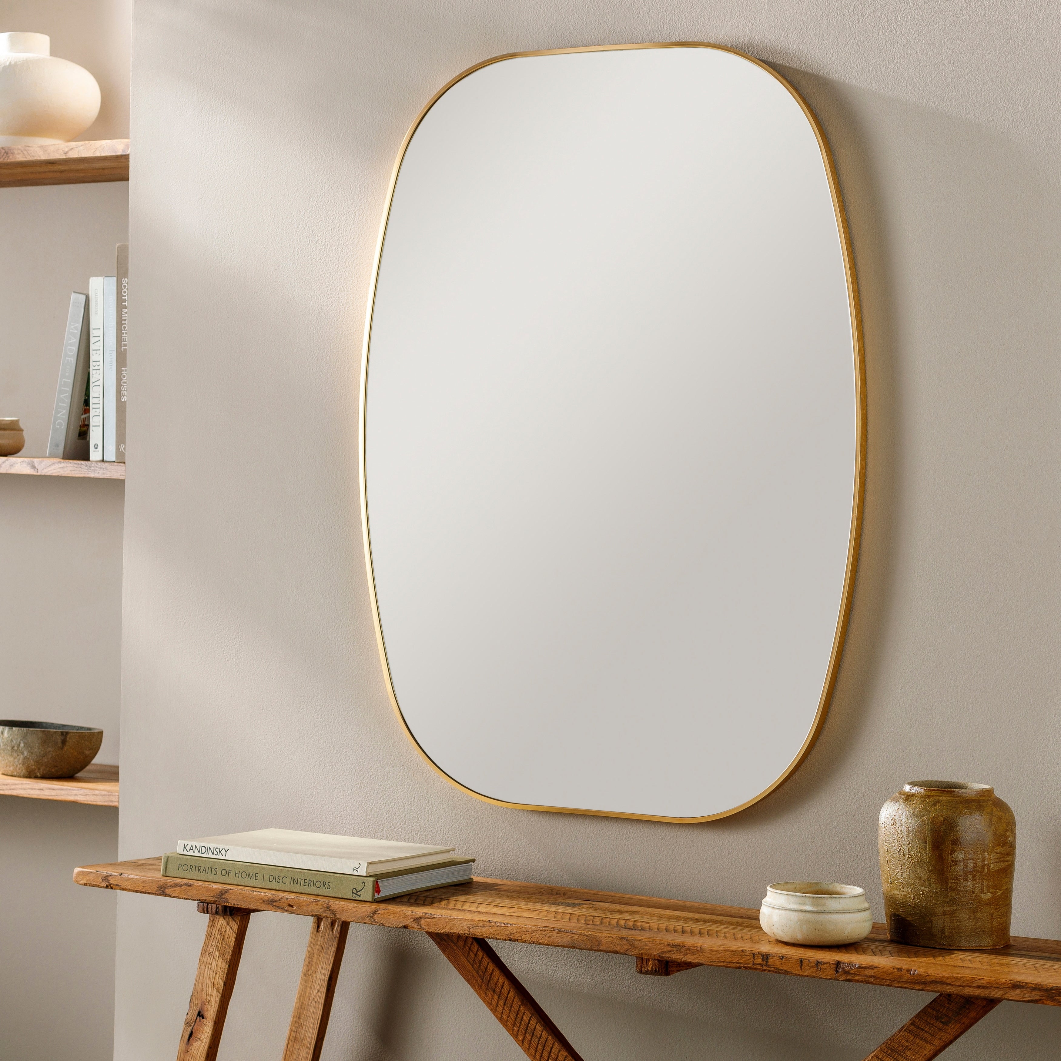 Livabliss Aranya Modern Aluminum Squared Oval Accent Mirror