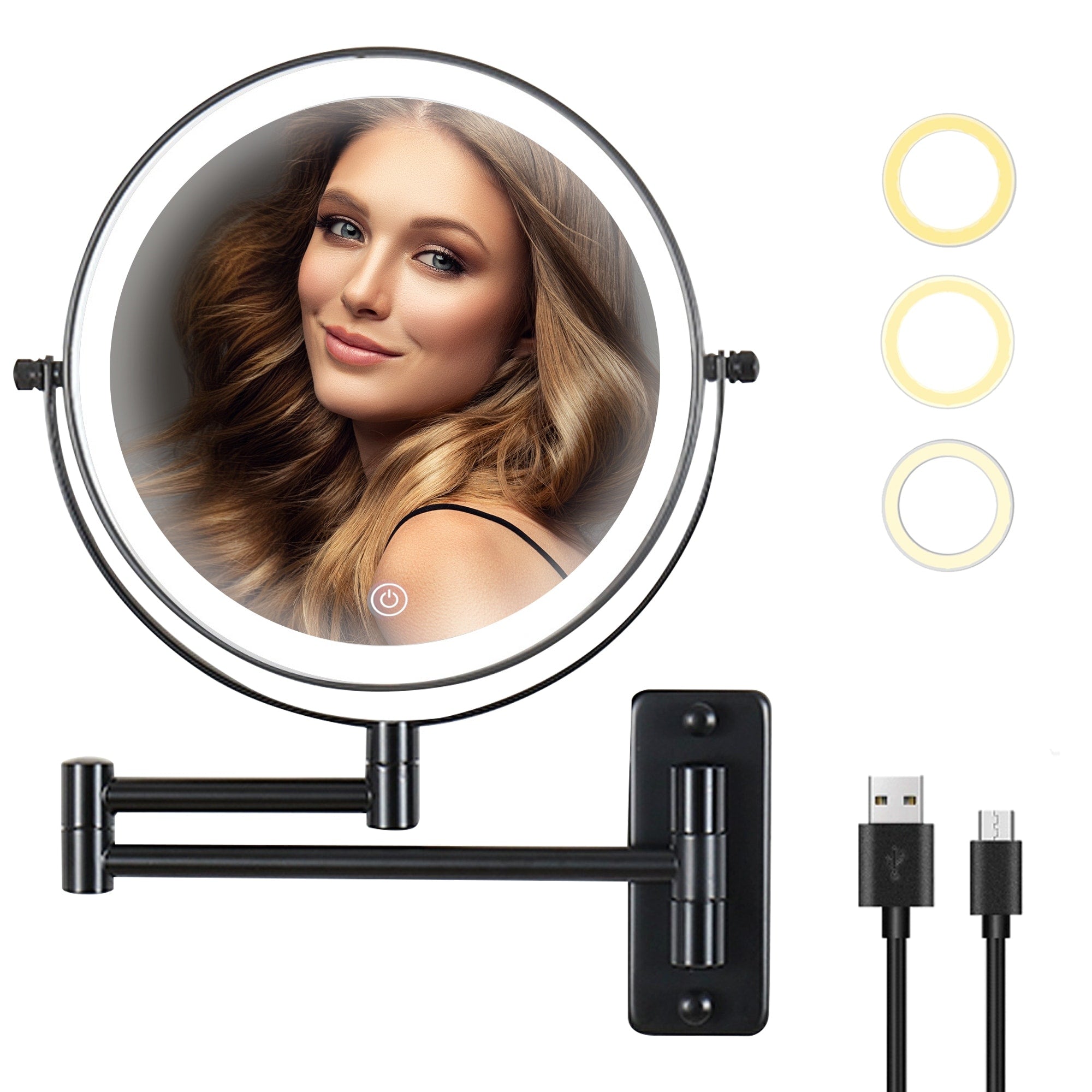 Yulika Plug-in Wall Mounted Makeup Mirror Magnifying Mirror with Light 1X/10X or 1X/7X