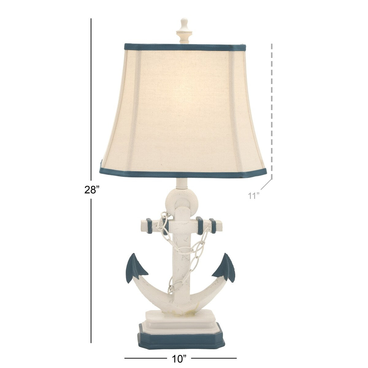 Polystone Anchor Room Table Lamp with Tapered Shade - Set of 2 Blue - Roche River Decor