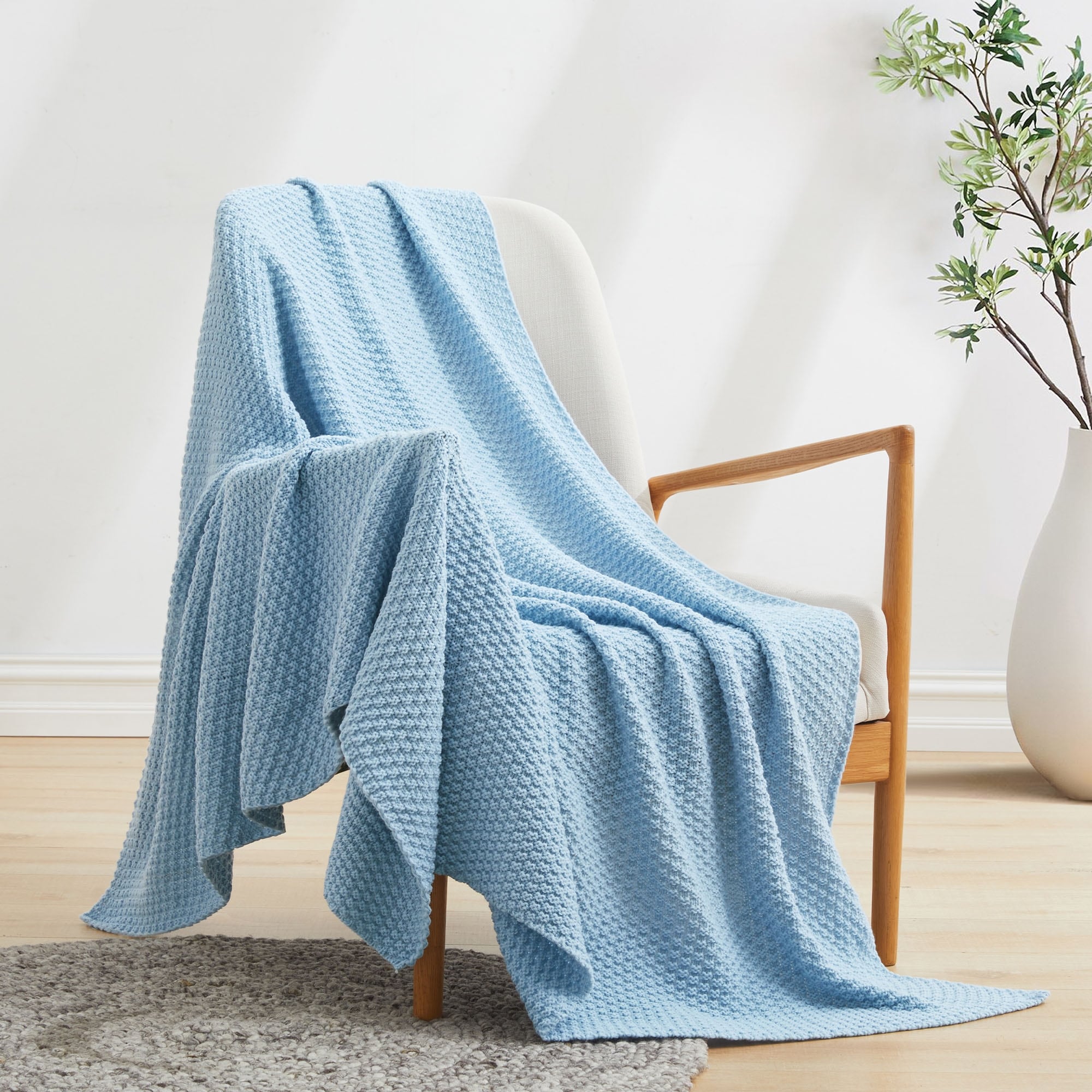 Lightweight and Soft Knit Throw Blanket for Couch