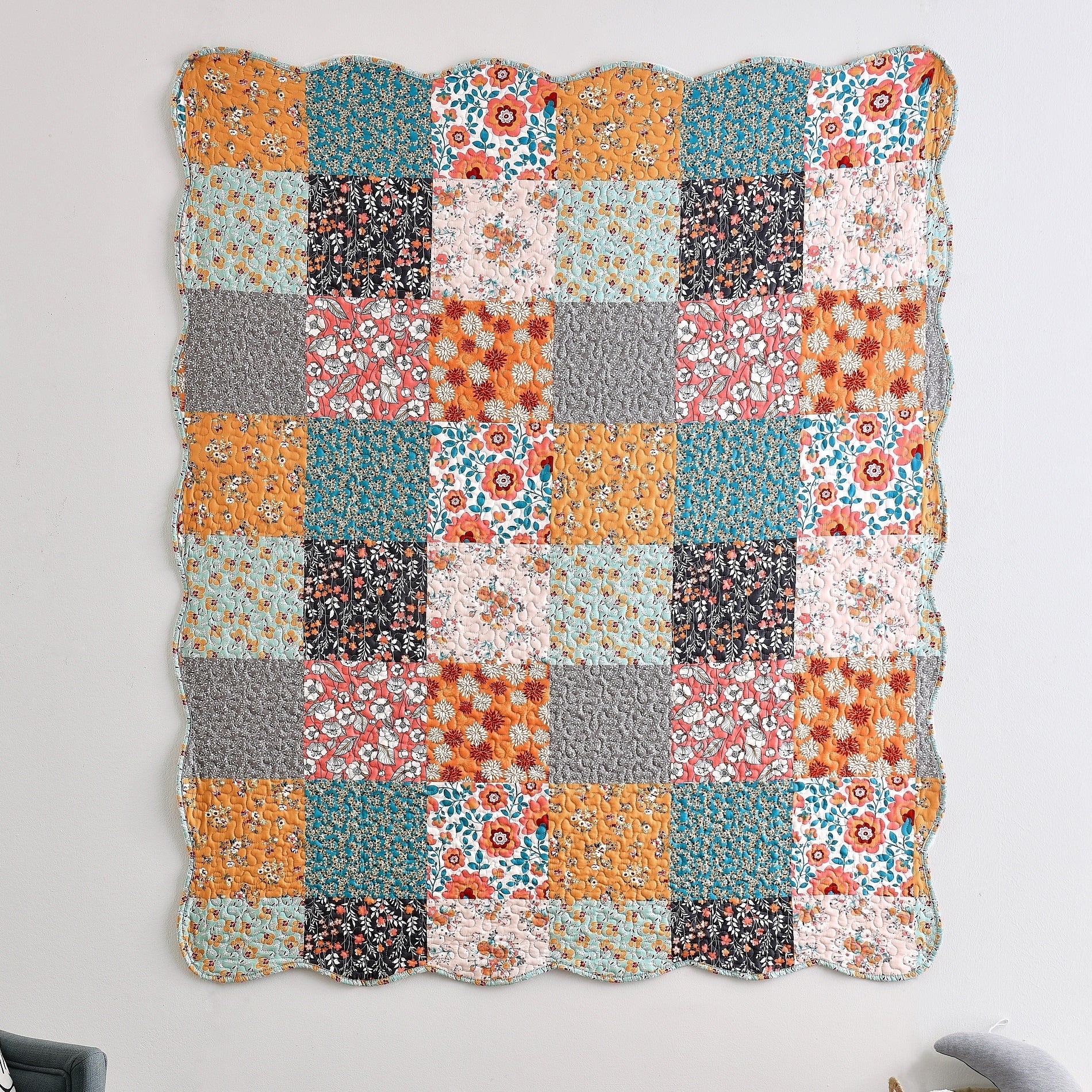 Barefoot Bungalow Carlie Calico Quilted Cotton Throw