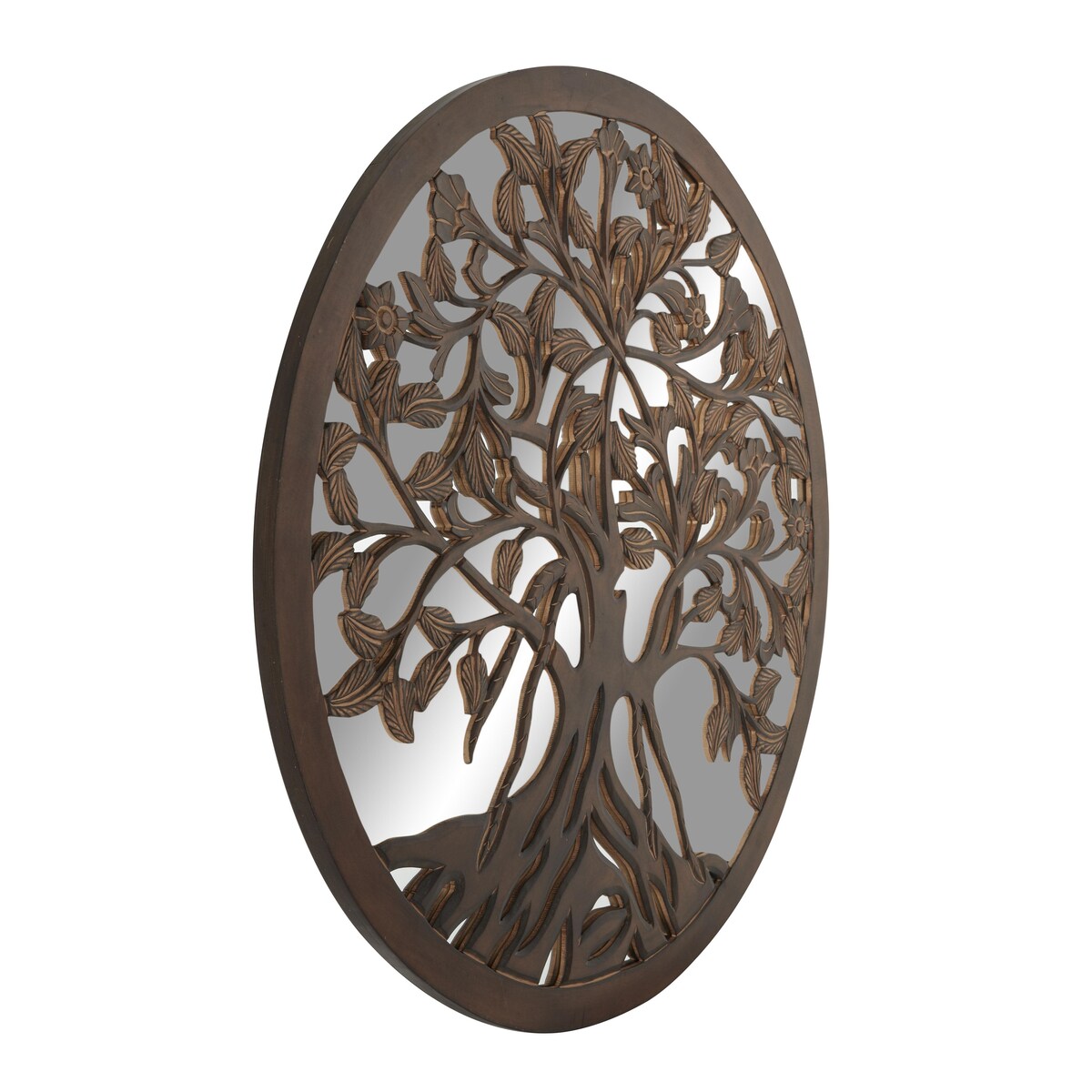 Wood Tree Handmade Mirrored Home Wall Decor - Brown - Roche River Decor